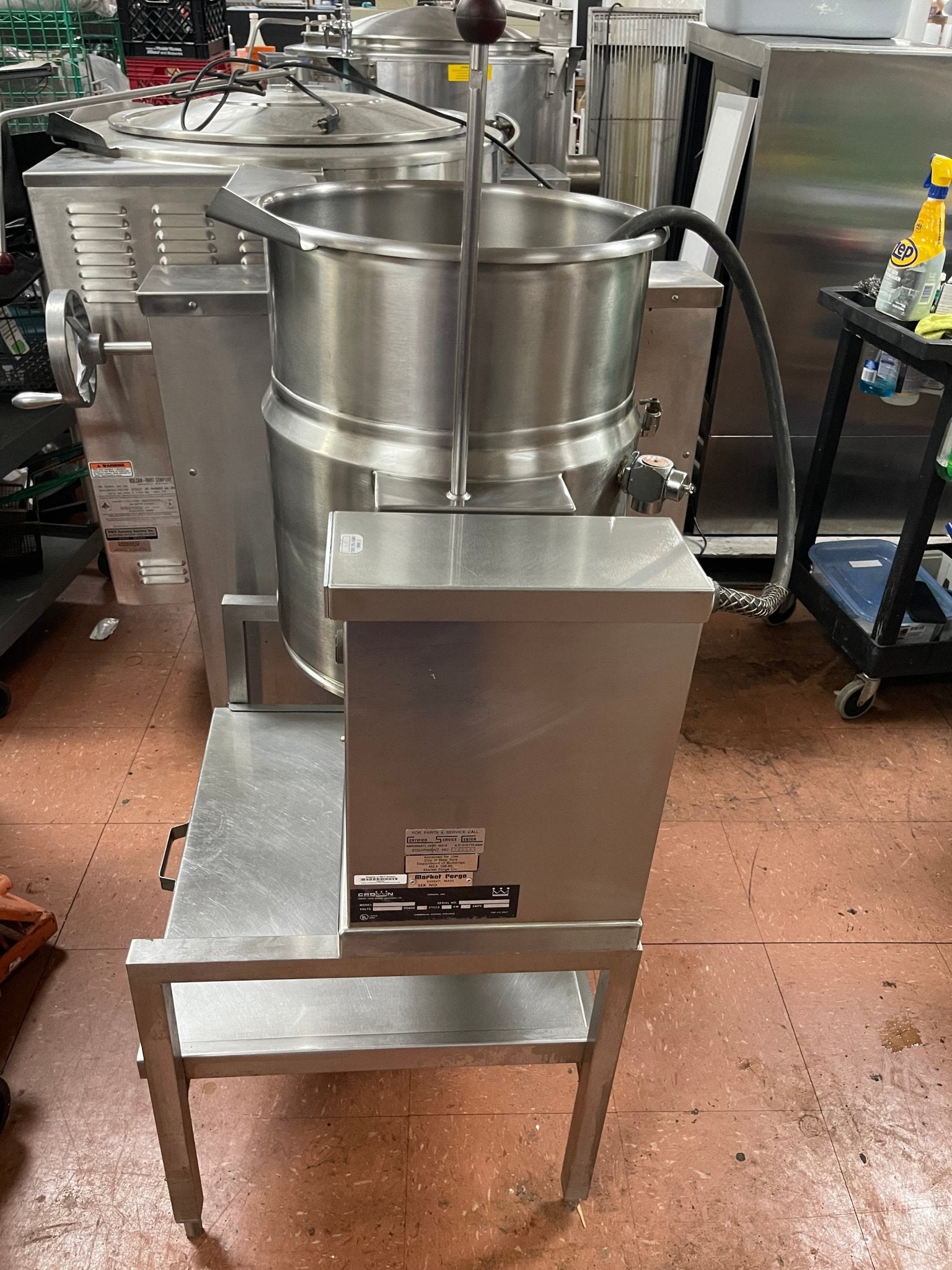Used Crown Market Forge EC - 10 Electric 10 Gallon Tilting Jacketed Steam Kettle 240V 3 Ph - Falcon Restaurant Supply - 4