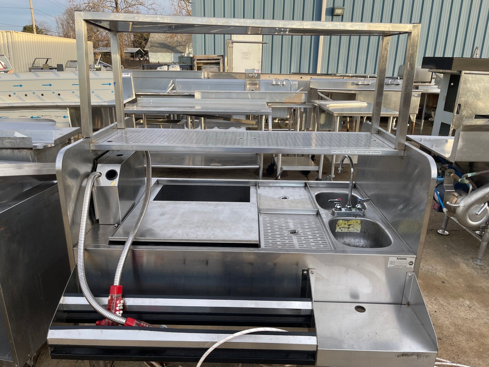 Used Krowne Custom Stainless Cocktail/Drink Station with Sink, Ice Bin and 2 Soda Guns - SS279 - Falcon Restaurant Supply - 1