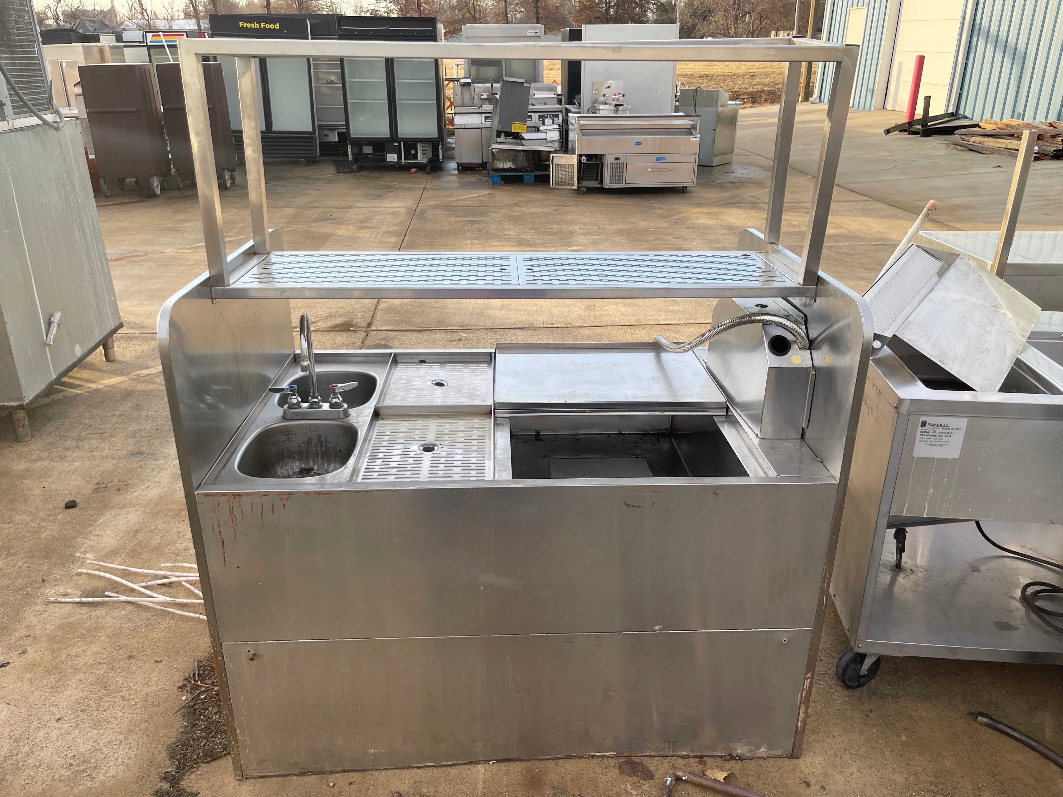Used Krowne Custom Stainless Cocktail/Drink Station with Sink, Ice Bin and 2 Soda Guns - SS279