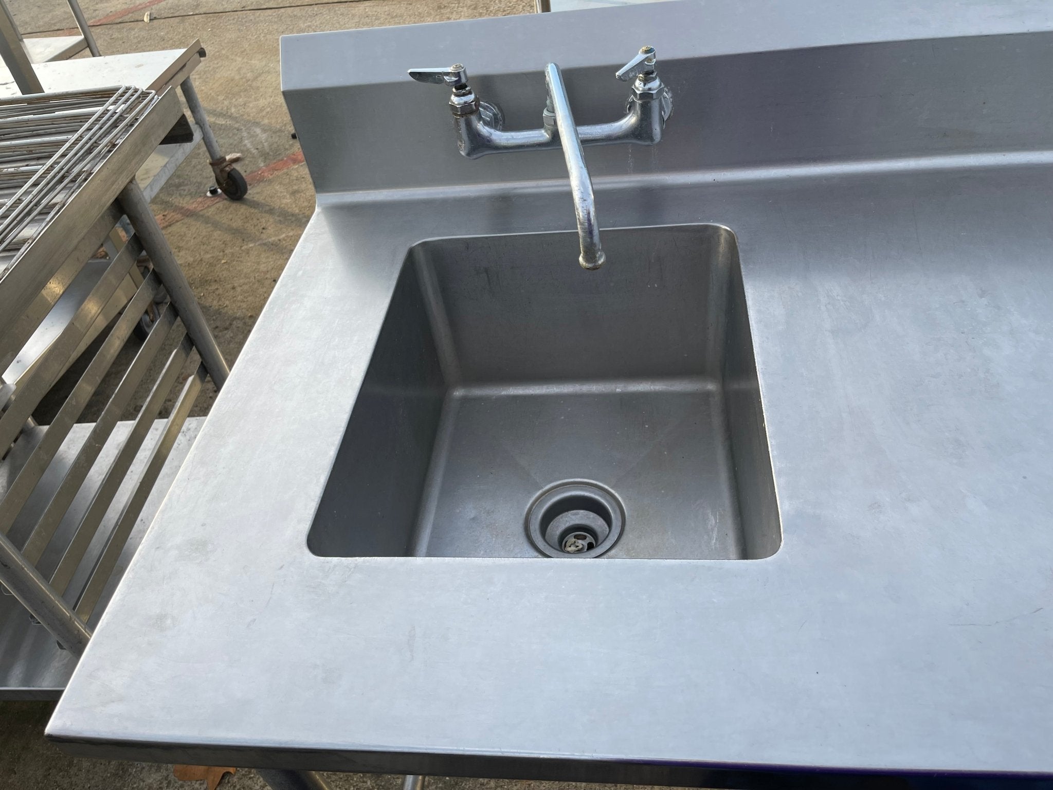 Used 90" Advance Tabco Stainless Steel Table with Sink - SS280 - Falcon Restaurant Supply - 4