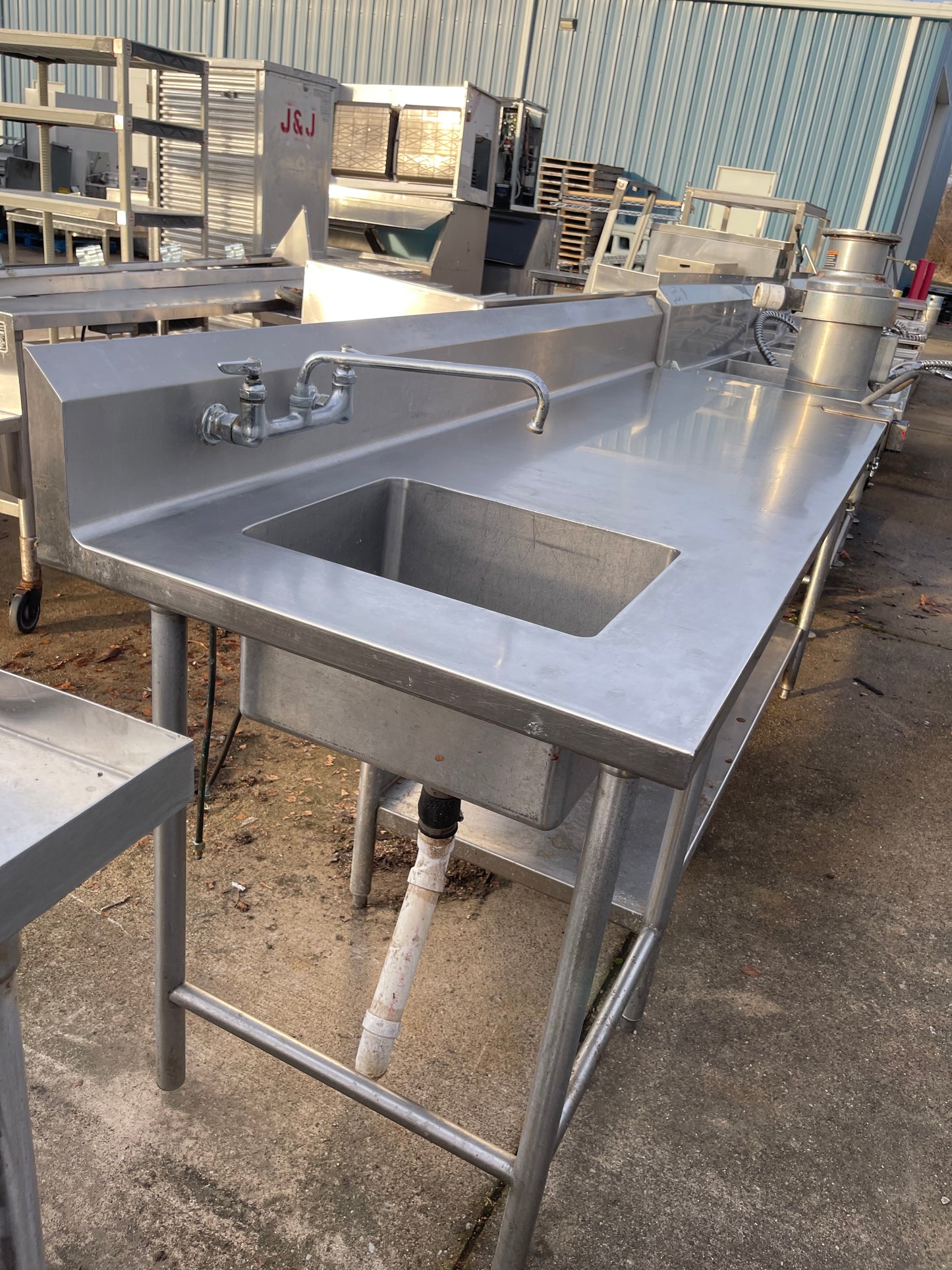 Used 90" Advance Tabco Stainless Steel Table with Sink - SS280