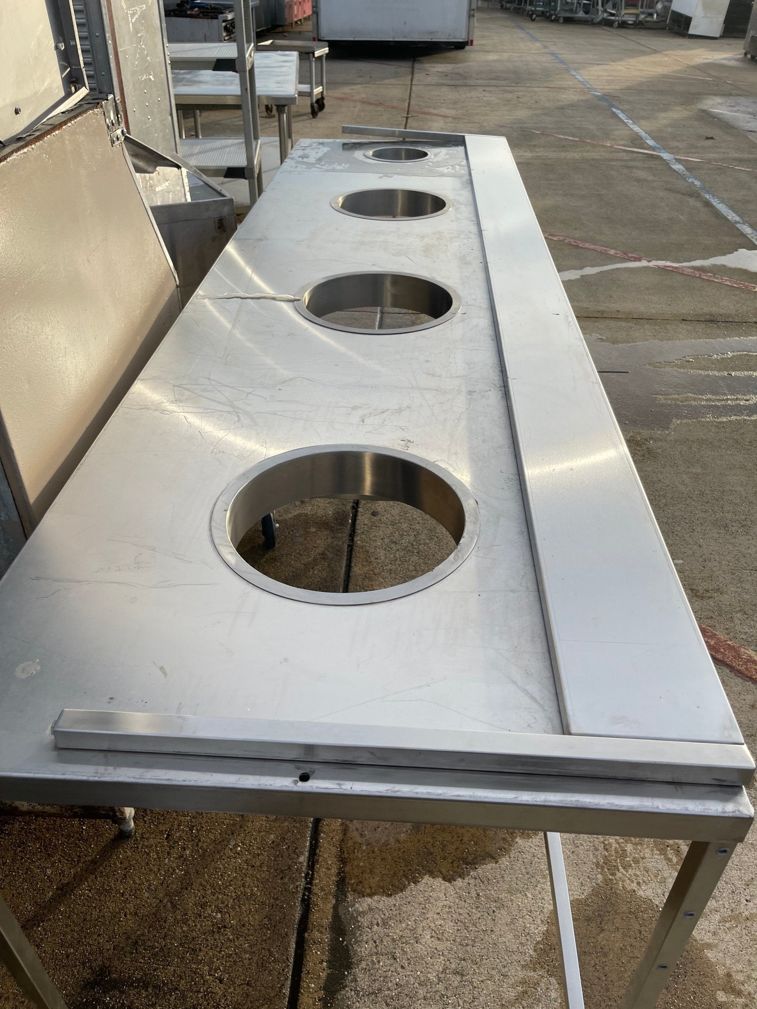 Used 107" Stainless Steel Table on Casters - SS283 - Falcon Restaurant Supply - 3