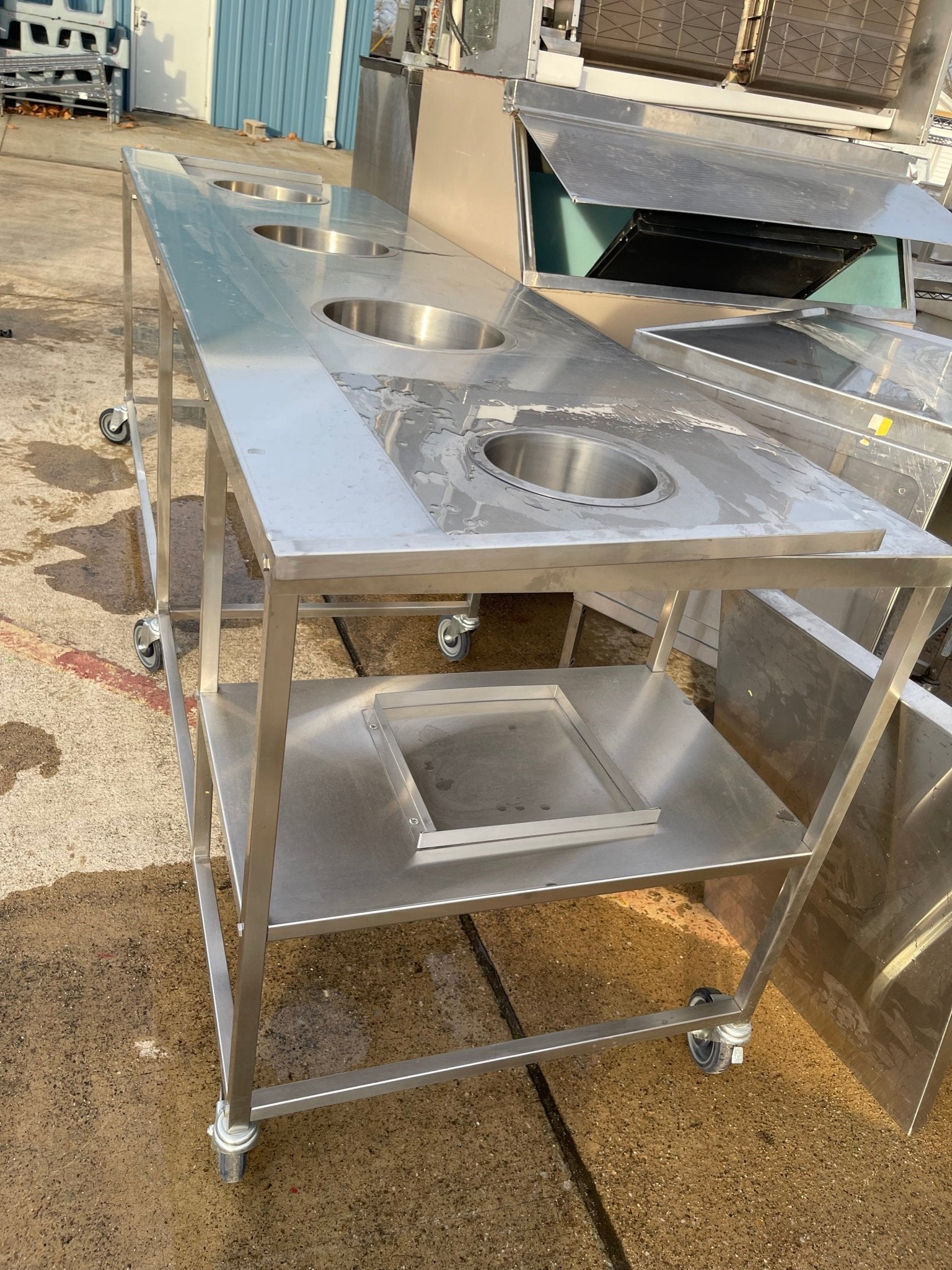 Used 107" Stainless Steel Table on Casters - SS283 - Falcon Restaurant Supply - 4