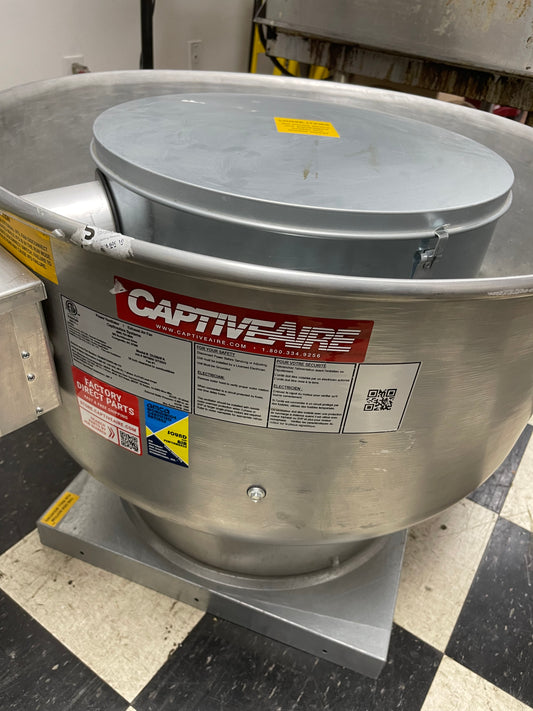 Captiveaire Restaurant Canopy Hood Grease Rated Exhaust Fan- High Speed Direct Drive 120V