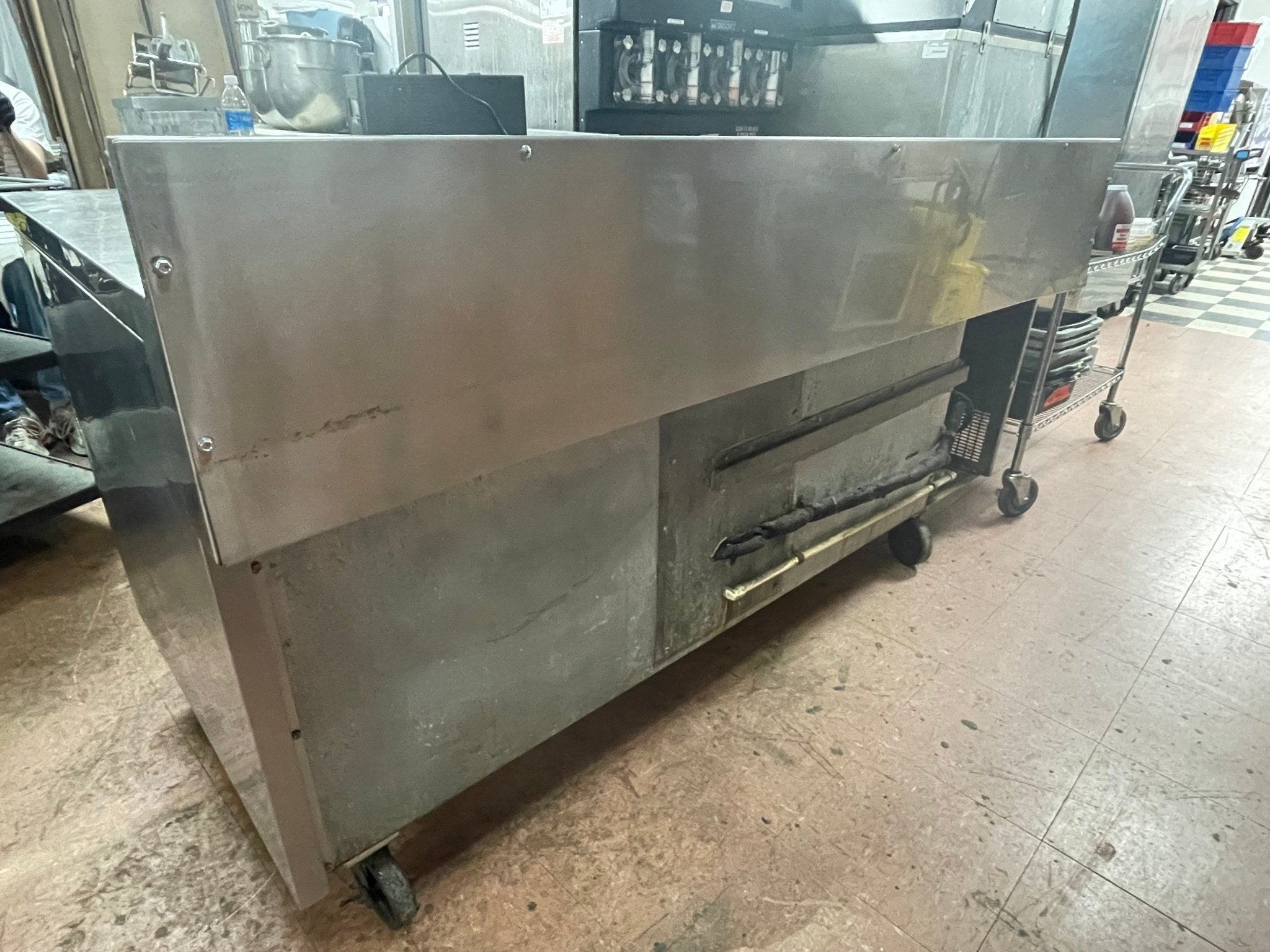 Used 72" Randell 9235 - 32 Stainless 2 Door Worktop Refrigerator with Casters 120V - Falcon Restaurant Supply - 2