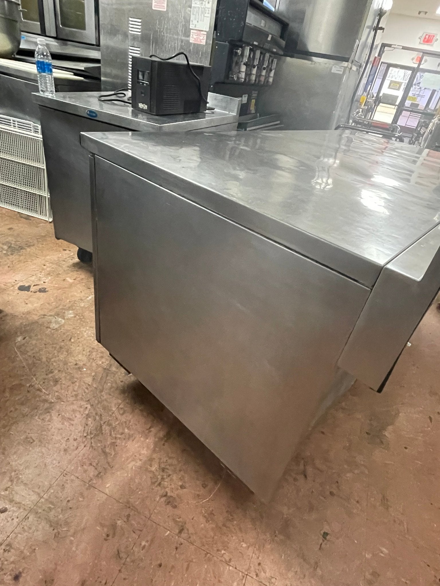 Used 72" Randell 9235 - 32 Stainless 2 Door Worktop Refrigerator with Casters 120V - Falcon Restaurant Supply - 4