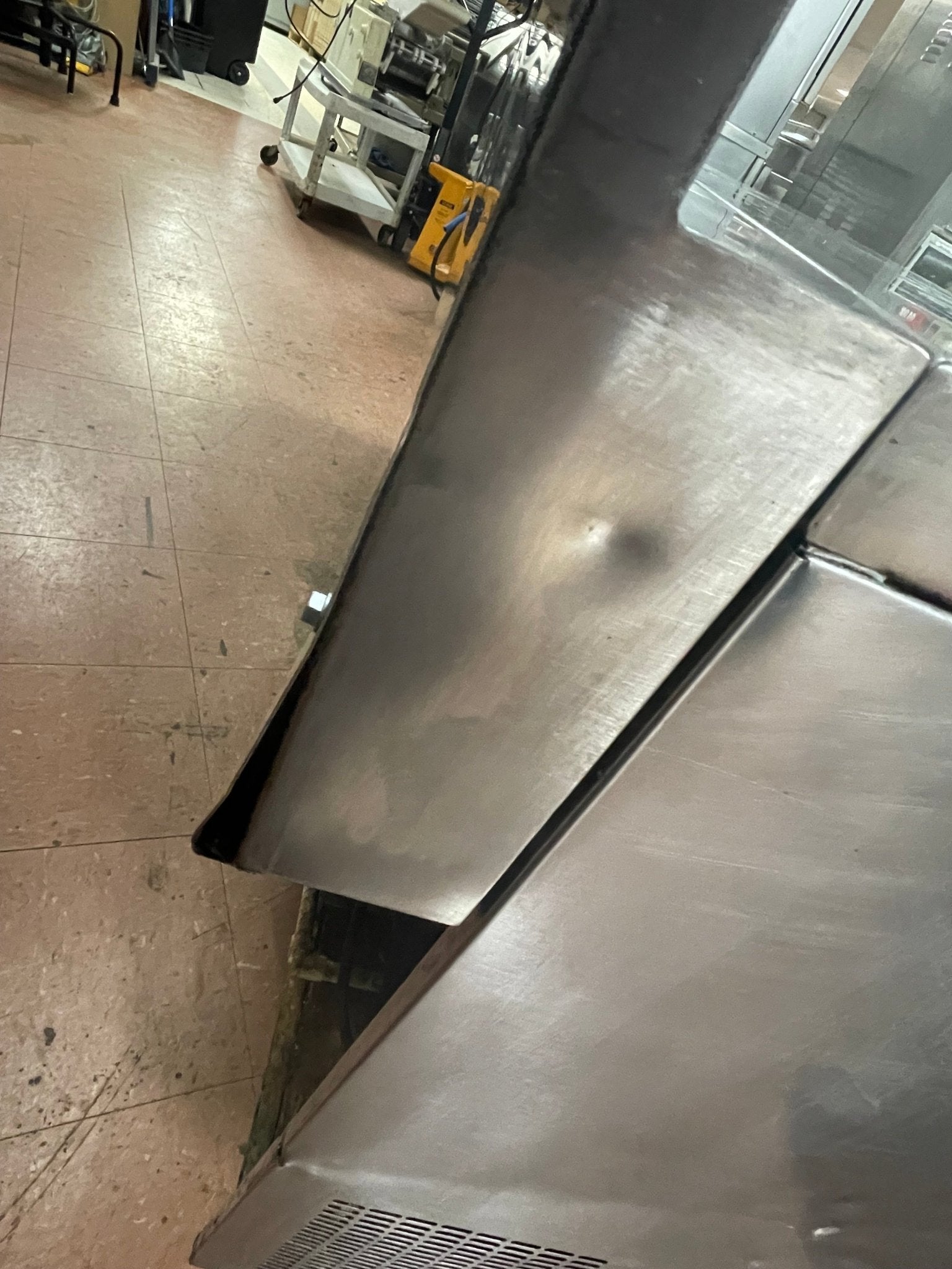 Used 72" Randell 9235 - 32 Stainless 2 Door Worktop Refrigerator with Casters 120V - Falcon Restaurant Supply - 6