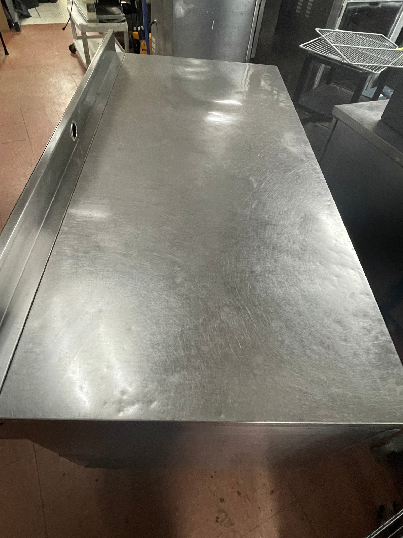 Used 72" Randell 9235 - 32 Stainless 2 Door Worktop Refrigerator with Casters 120V - Falcon Restaurant Supply - 7