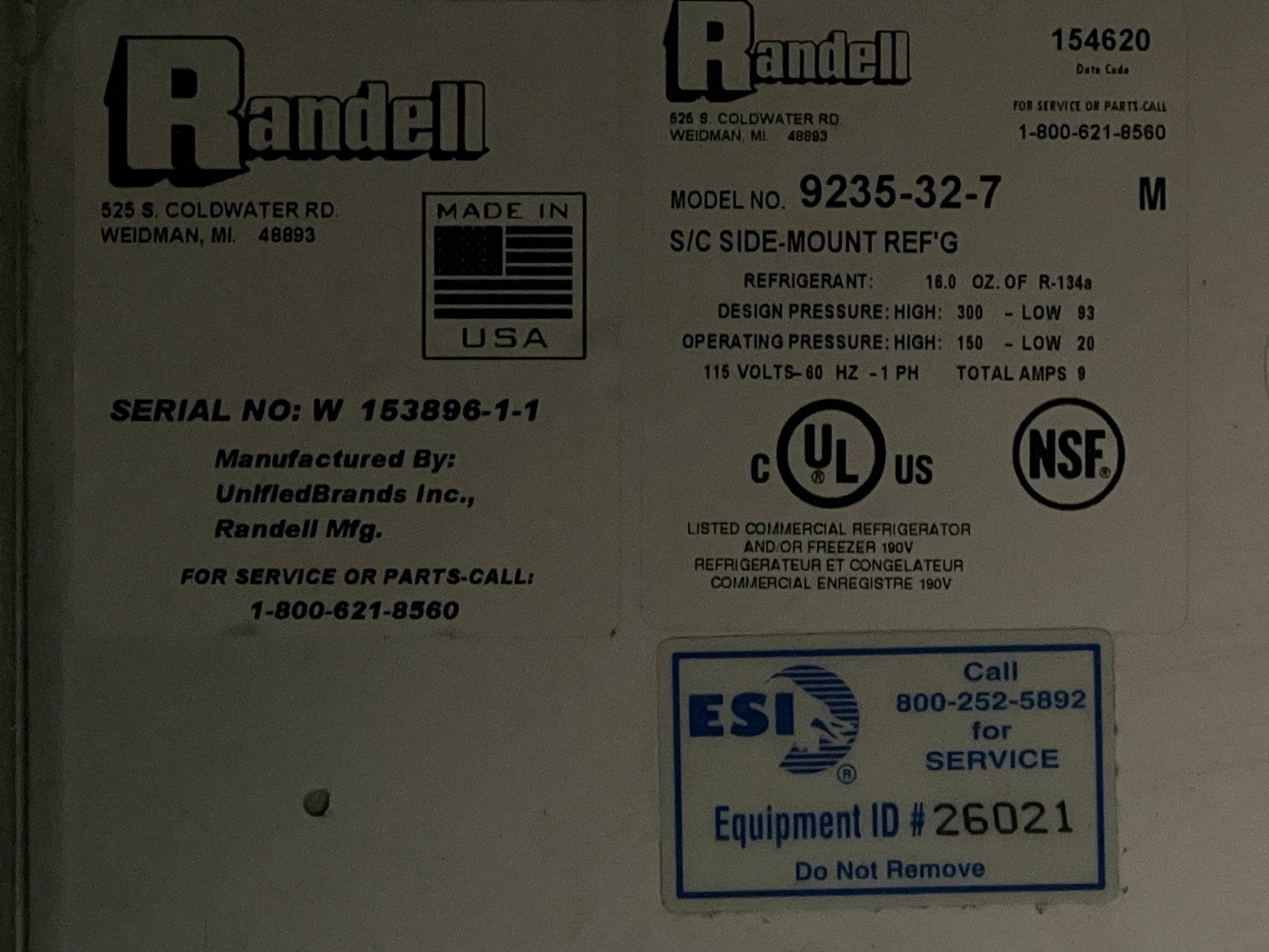 Used 72" Randell 9235 - 32 Stainless 2 Door Worktop Refrigerator with Casters 120V - Falcon Restaurant Supply - 10