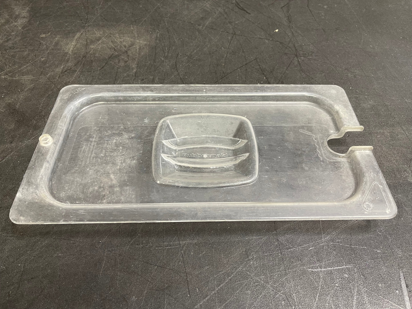 Used Rubbermaid Products Cold Food Notched Lid, 1/3 Size, Clear