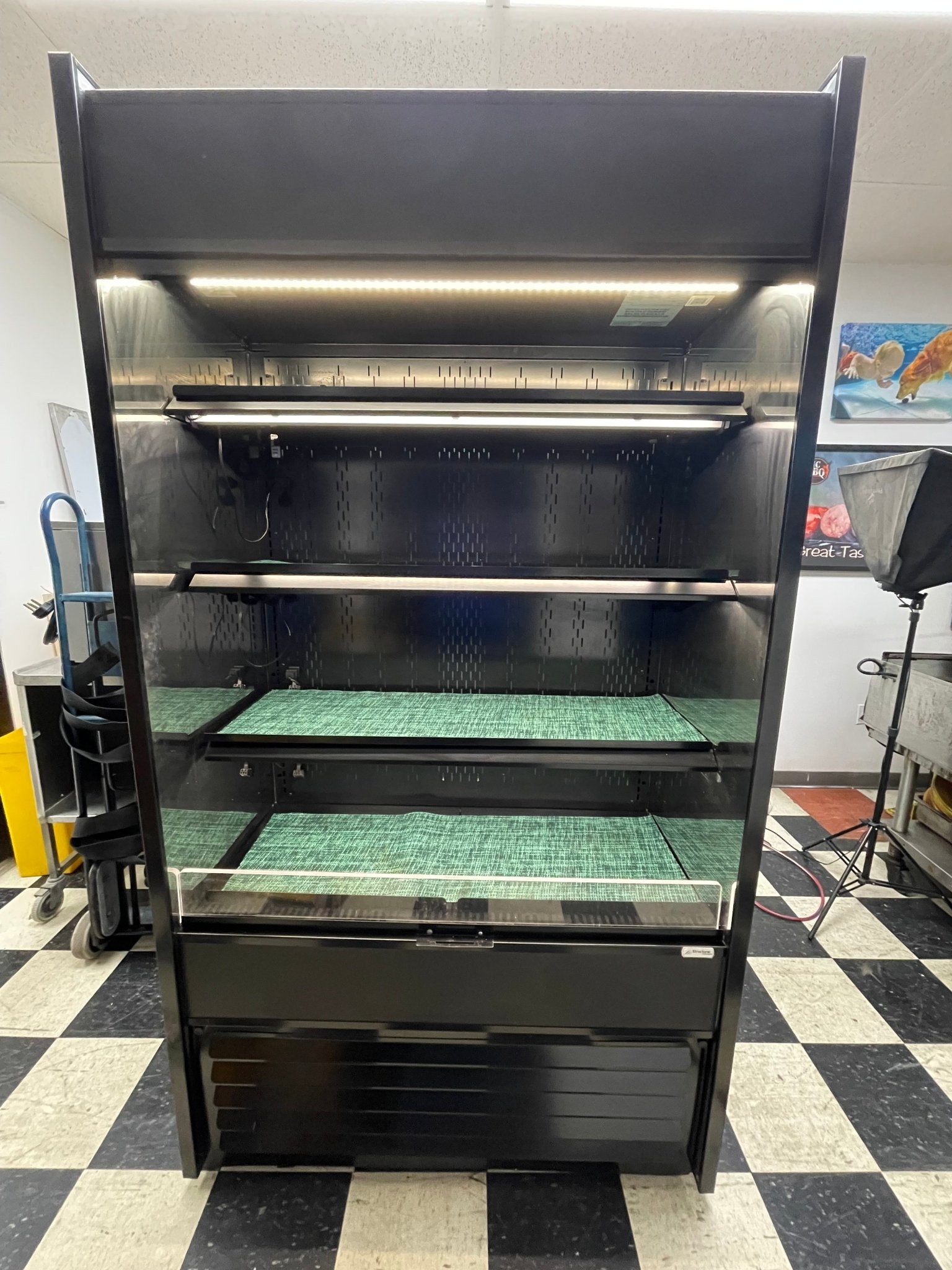 Used Oasis Refrigerated Self - Service Commercial Air Curtain Display Case with Door 120V - Falcon Restaurant Supply - 1