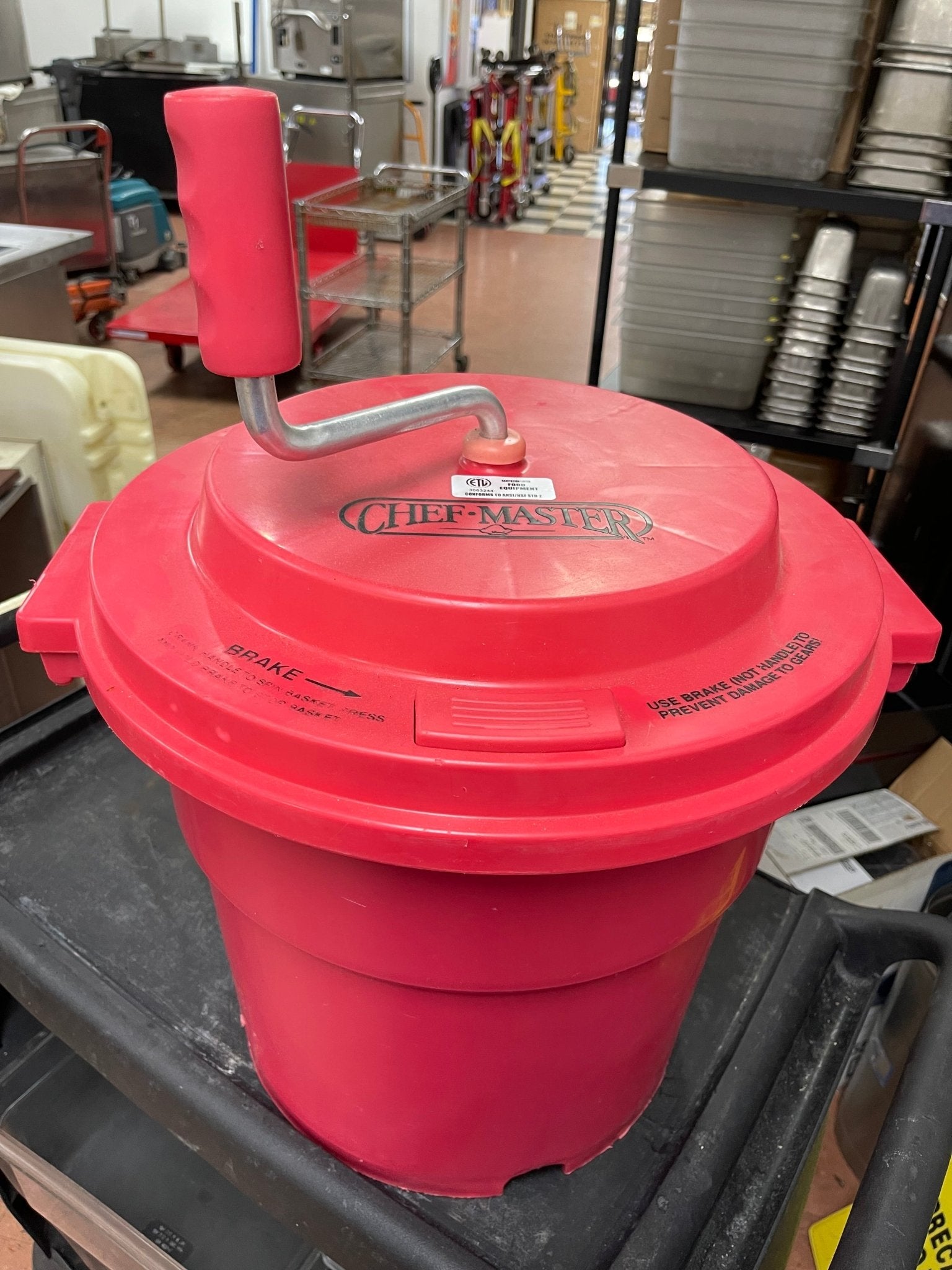 Used Chef Master Commercial 5 Gallon Salad Spinner with Braking System - Falcon Restaurant Supply - 1