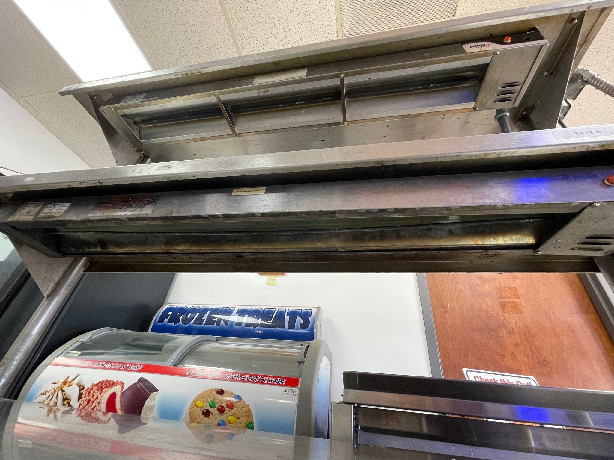 Used 108" Stainless Steel Table with Shelves and Strip Food Warmers - SS286 - Falcon Restaurant Supply - 7