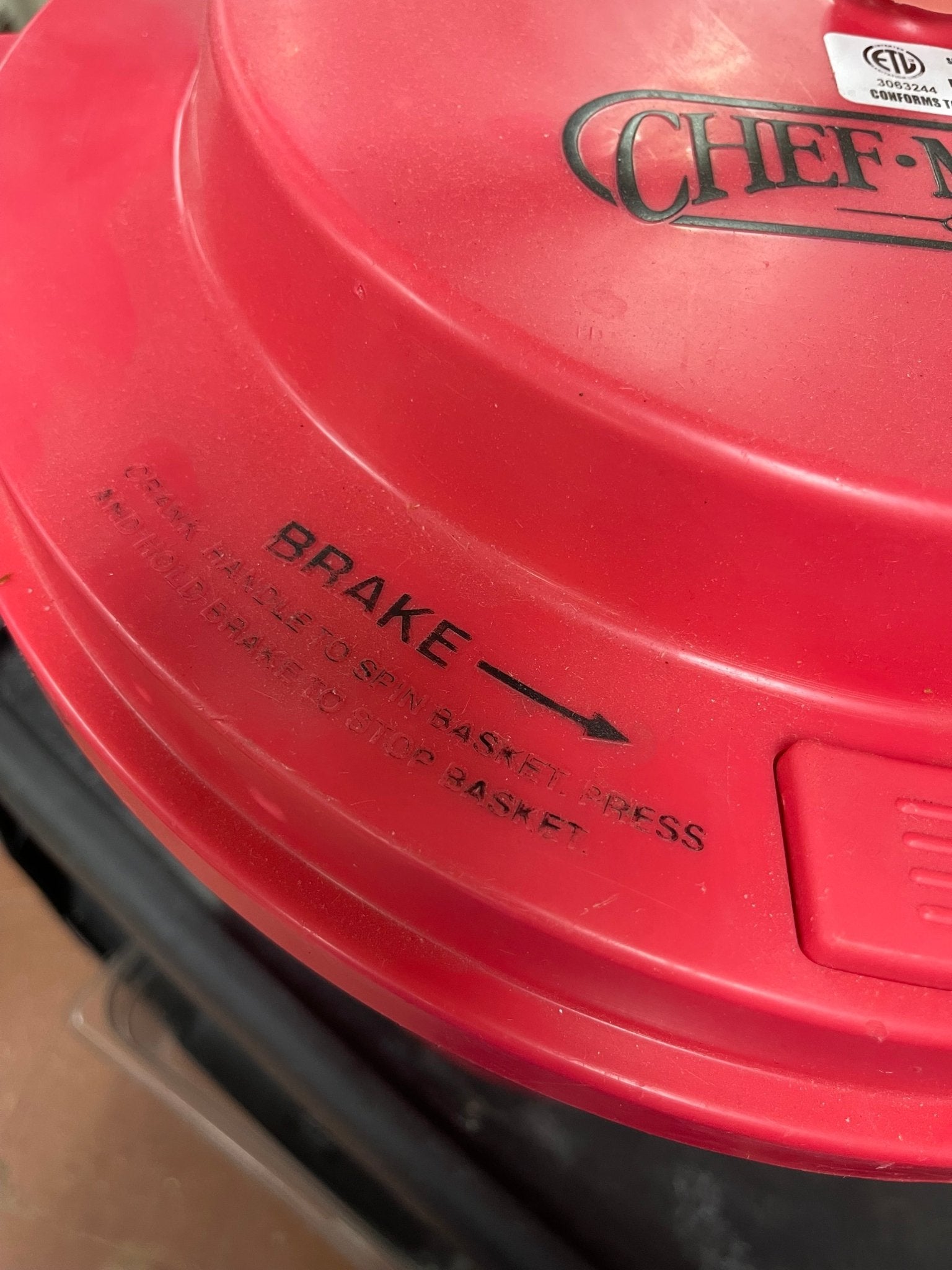 Used Chef Master Commercial 5 Gallon Salad Spinner with Braking System - Falcon Restaurant Supply - 7