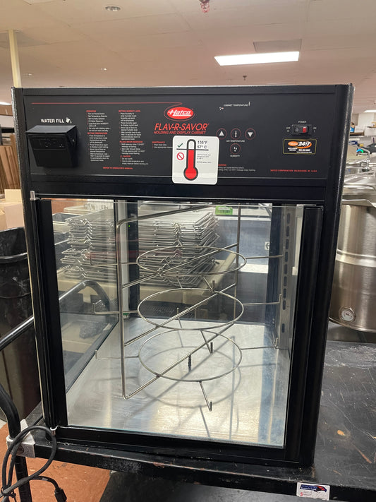 Used Hatco FSD-2 Two Door Heated Pizza Display Cabinet w/Circle Rack and Motor 120V