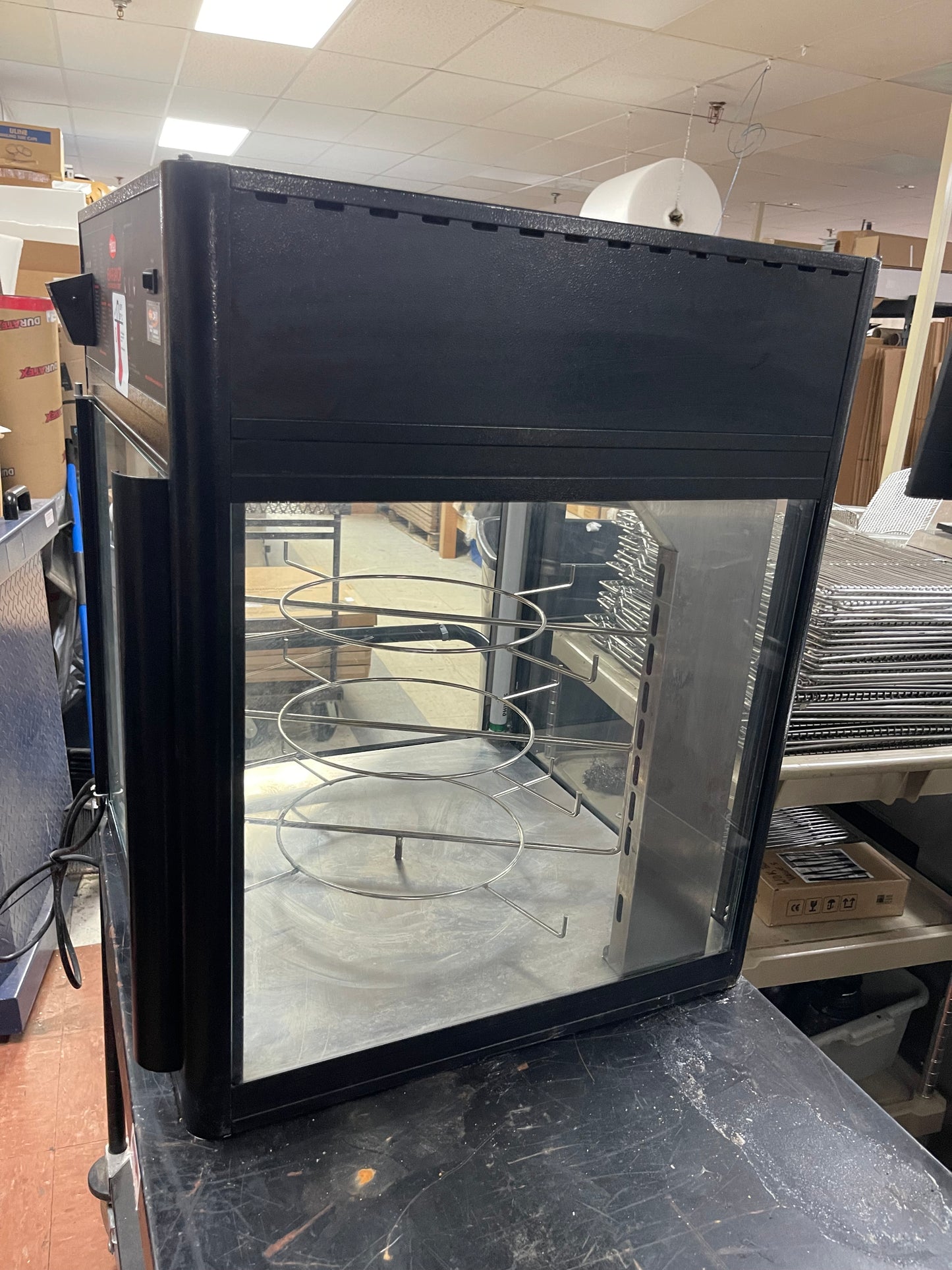 Used Hatco FSD-2 Two Door Heated Pizza Display Cabinet w/Circle Rack and Motor 120V