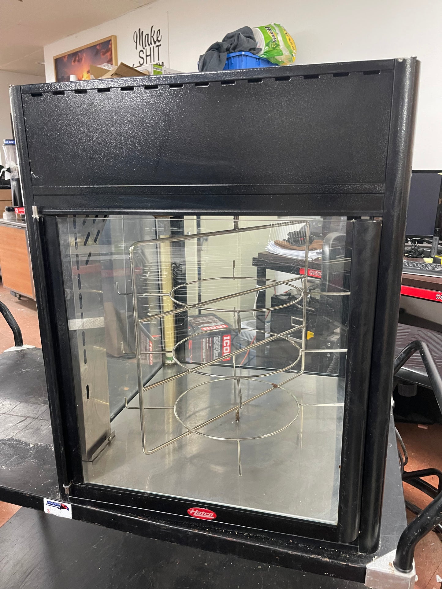 Used Hatco FSD-2 Two Door Heated Pizza Display Cabinet w/Circle Rack and Motor 120V