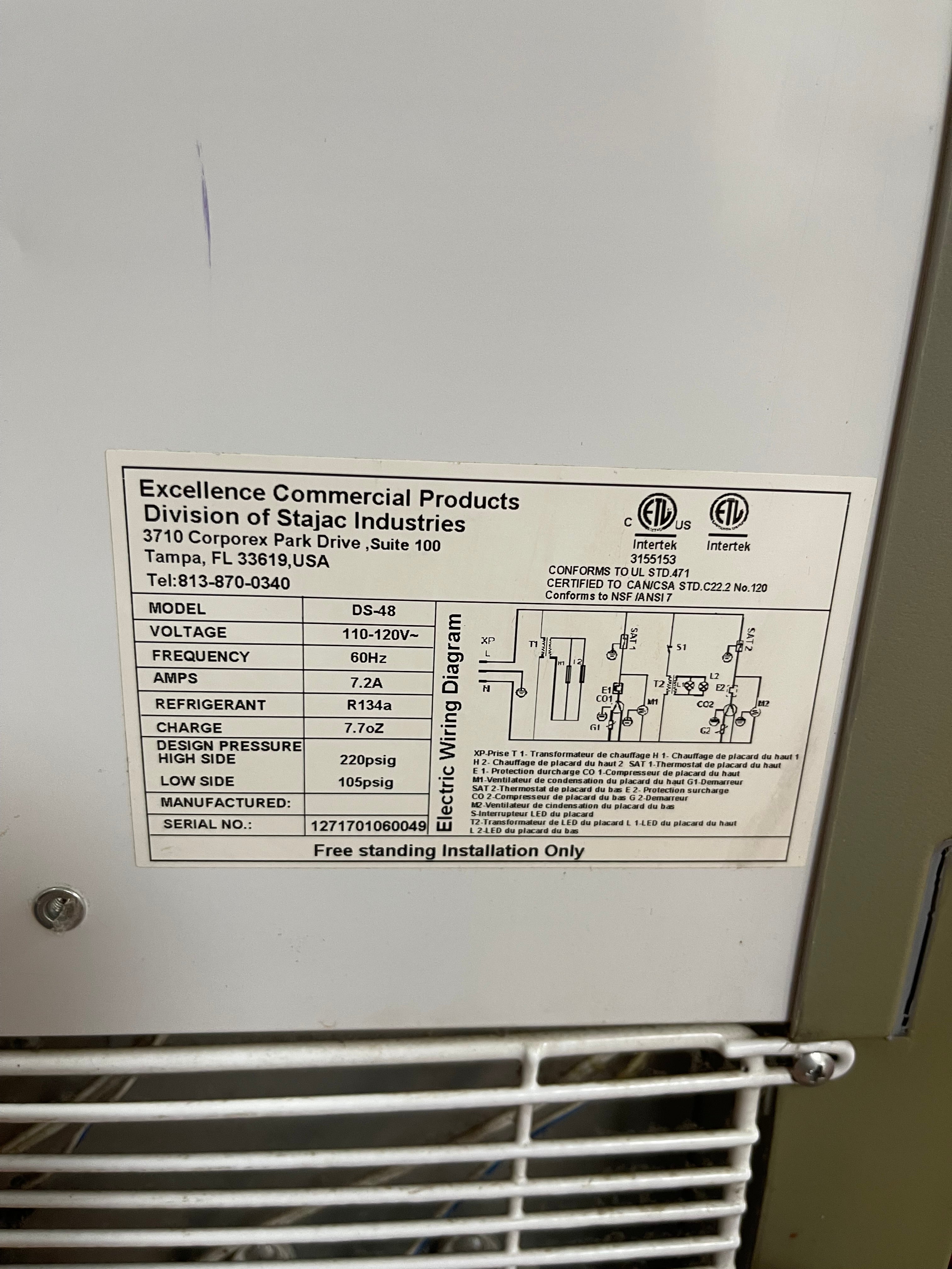 Used Excellence DS-48 Double Stack Ice Cream Freezer Merchandising Display 120V - JS