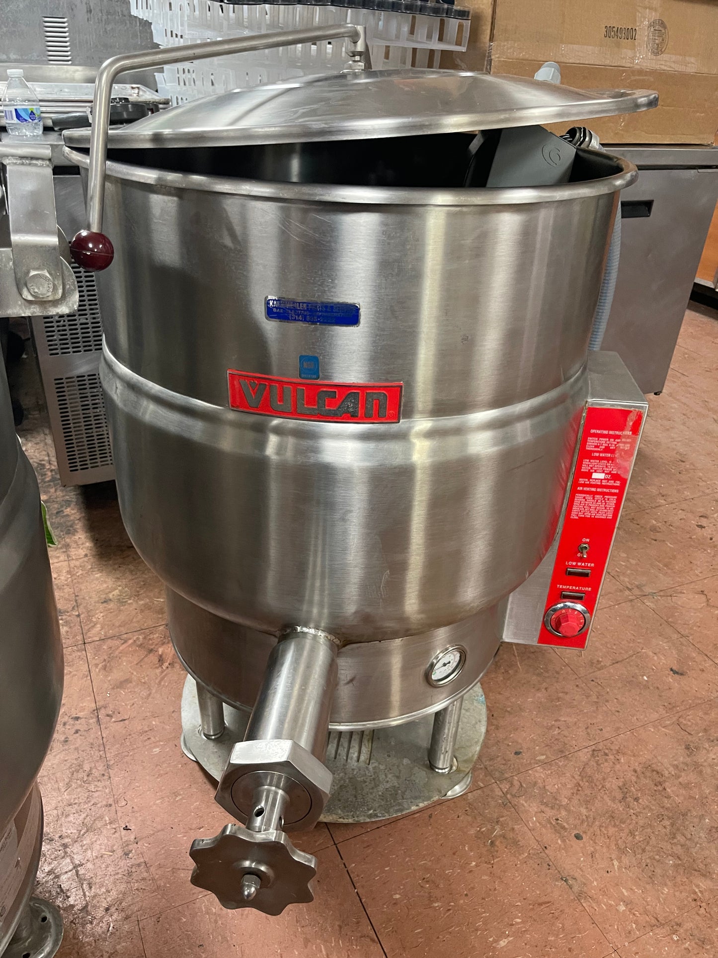 Used Vulcan VEL-40 Electric 40 Gallon Stationary Steam Jacket Kettle 208V 3 Phase