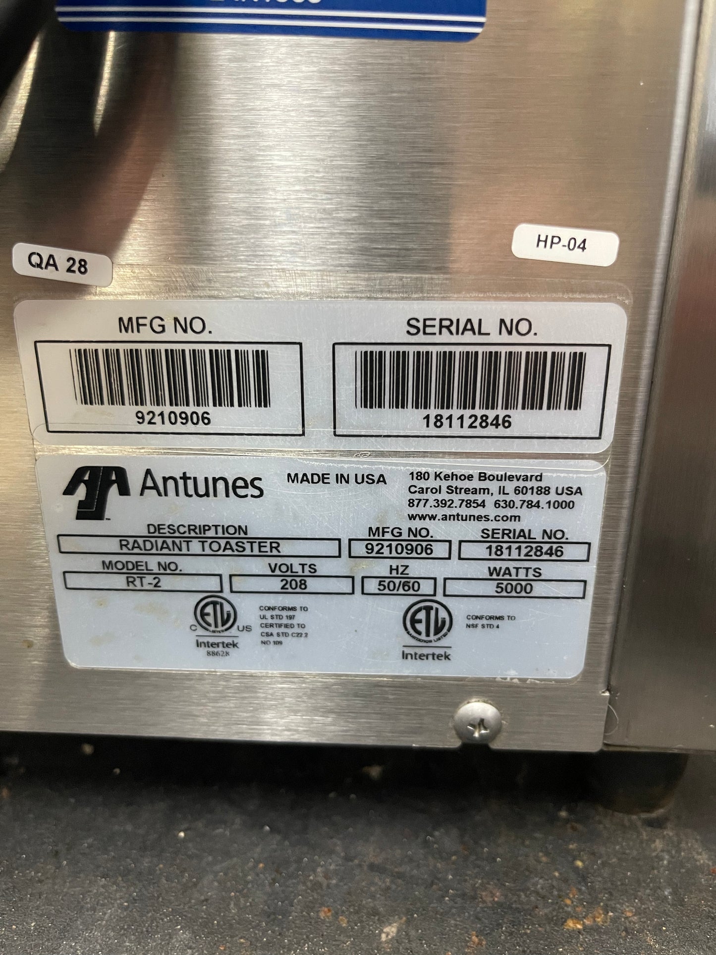 Used Antunes RT-2 Countertop Conveyor Radiant English Muffin Bagel Toaster, 208V 5 kW