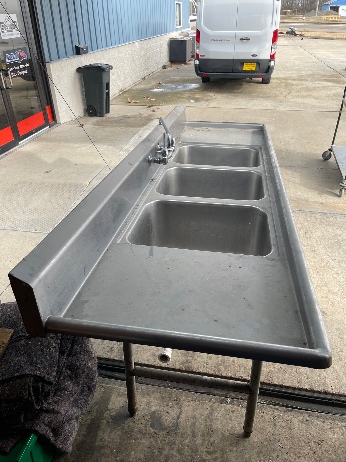 Used Advance Tabco 91" Stainless Steel 3 Compartment sink with Two Drainboards - SS288