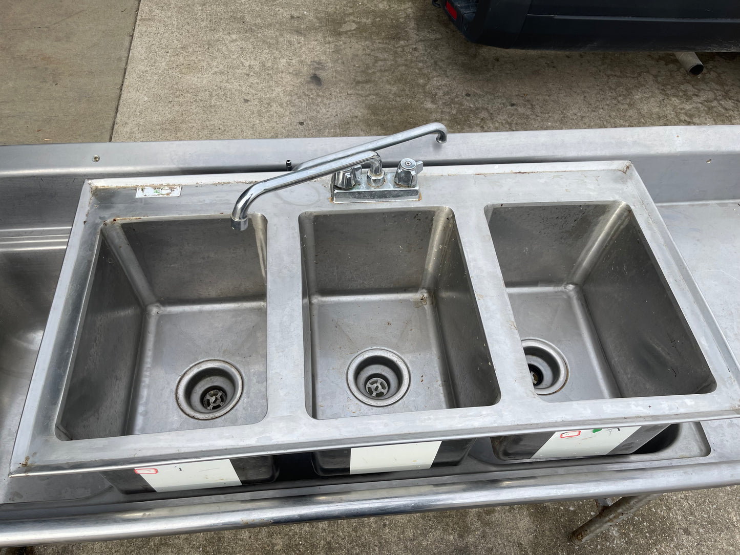 Used 37" Regency 3 Compartment Stainless Drop-In Sink with 10" Swing Faucet - SS287