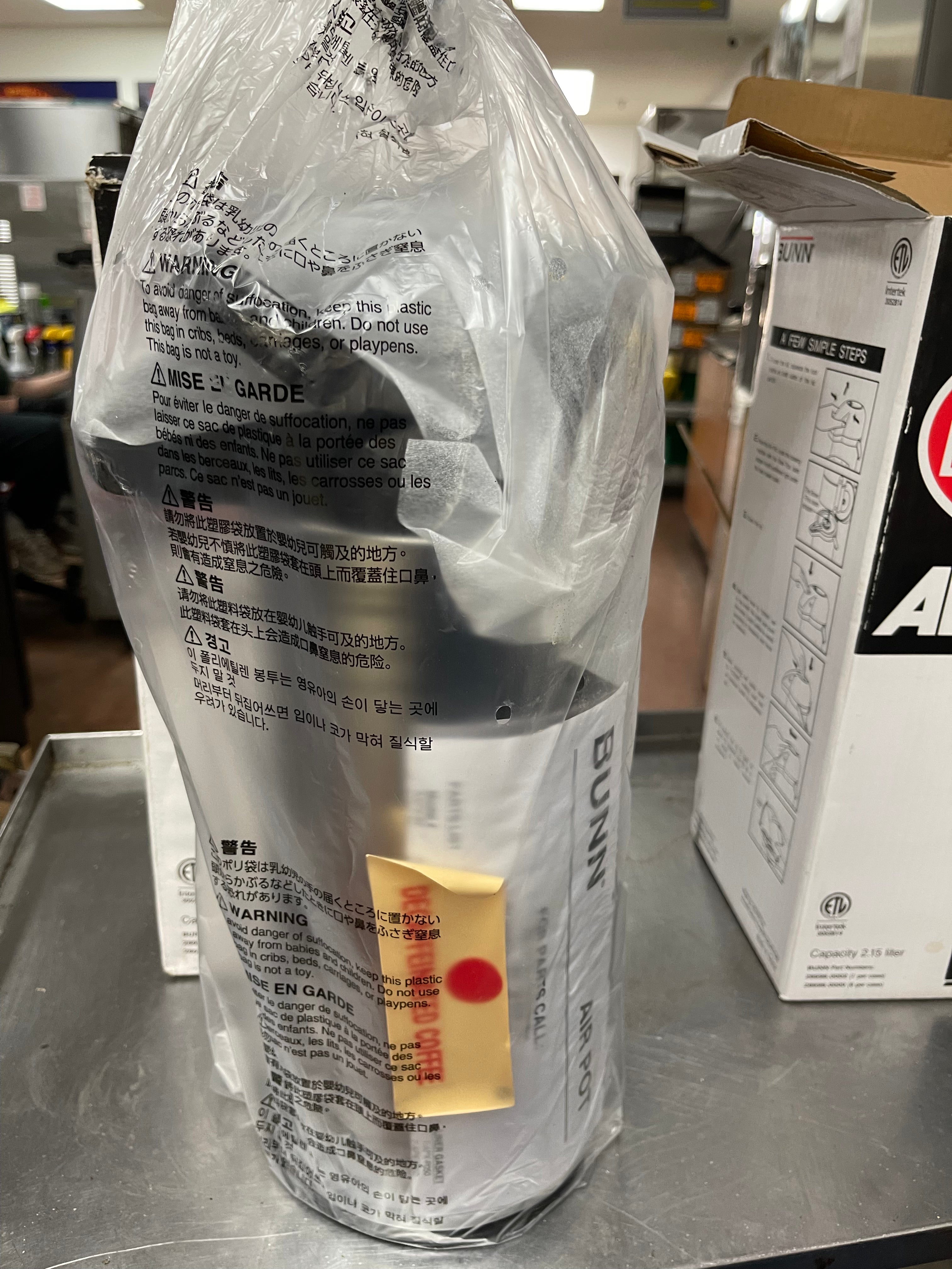 New Bunn 2.15L Stainless Brew Thru Push Button Airpot Coffee Dispenser