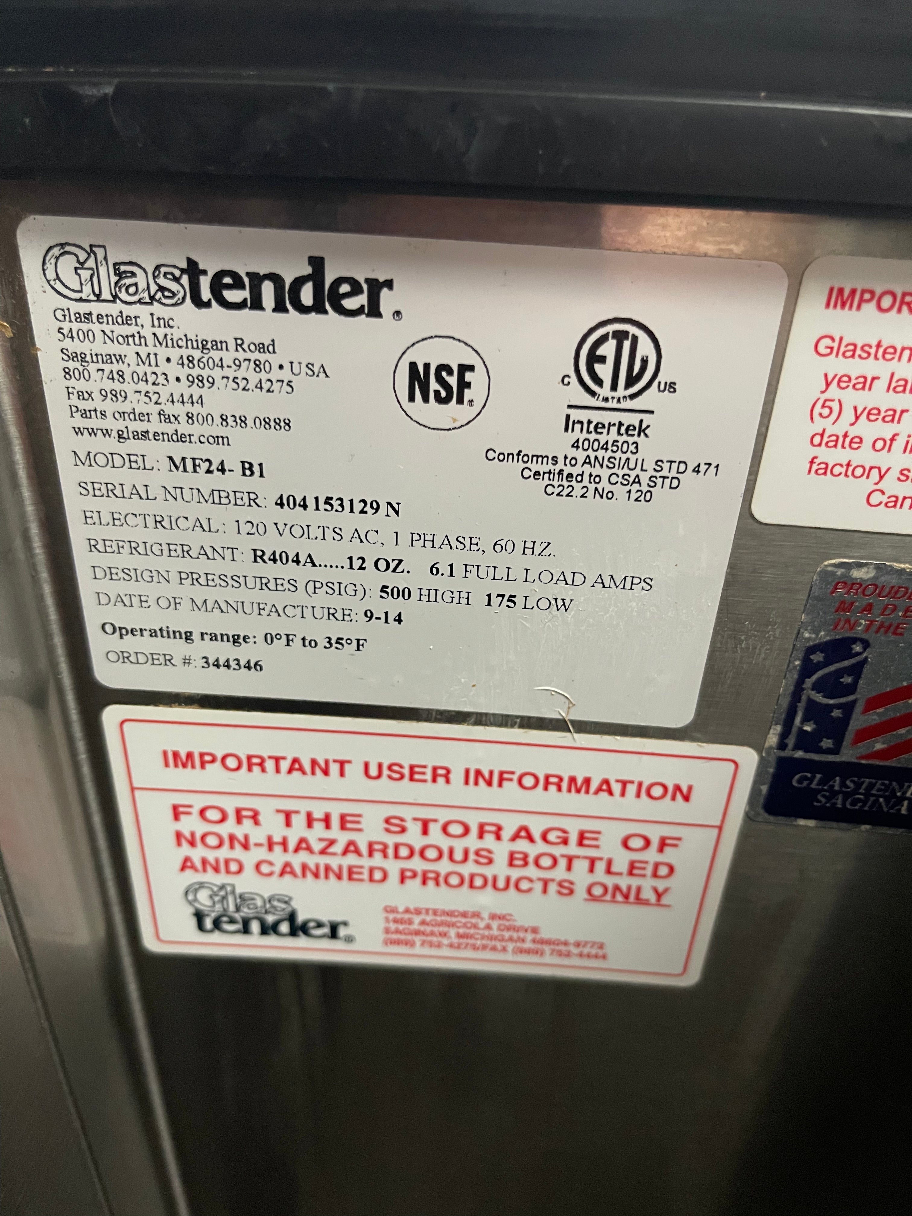 Used 24" Glastender MF24-B1 Bar Glass Mug Froster / Chiller 120V - 8