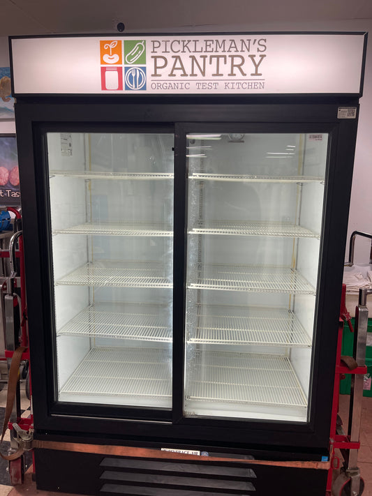 Used 2014 Beverage Air LV45-1-B Sliding Glass 2 Door Cooler Merchandiser Refrigerator 120V