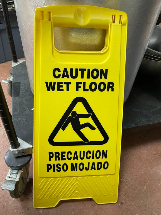 Yellow Plastic Folding Wet Floor Sign