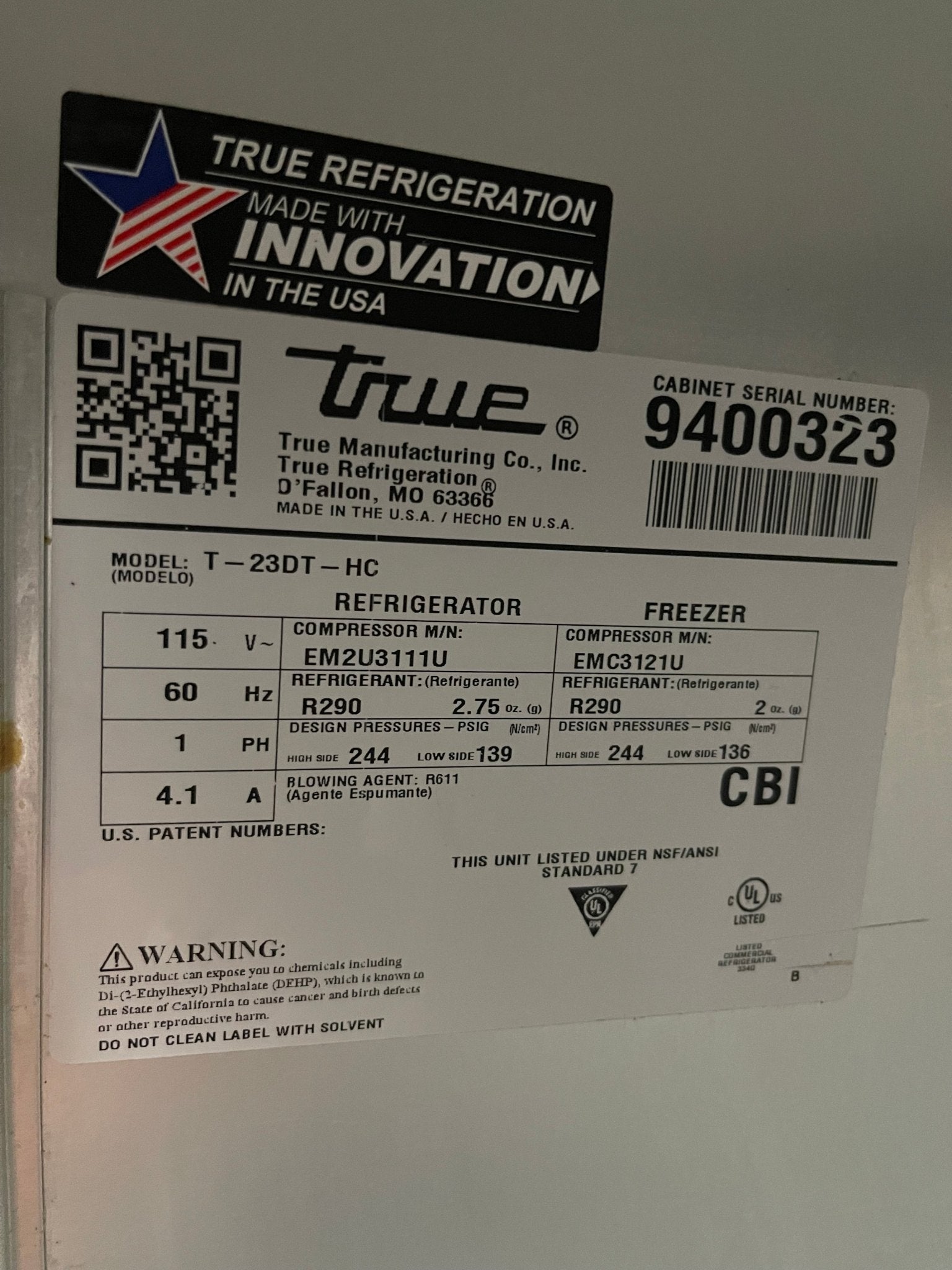 2018 True T - 23DT - HC 27" One Section Reach - in Combo Refrigerator/Freezer 115V 9400323 - Falcon Restaurant Supply - 9