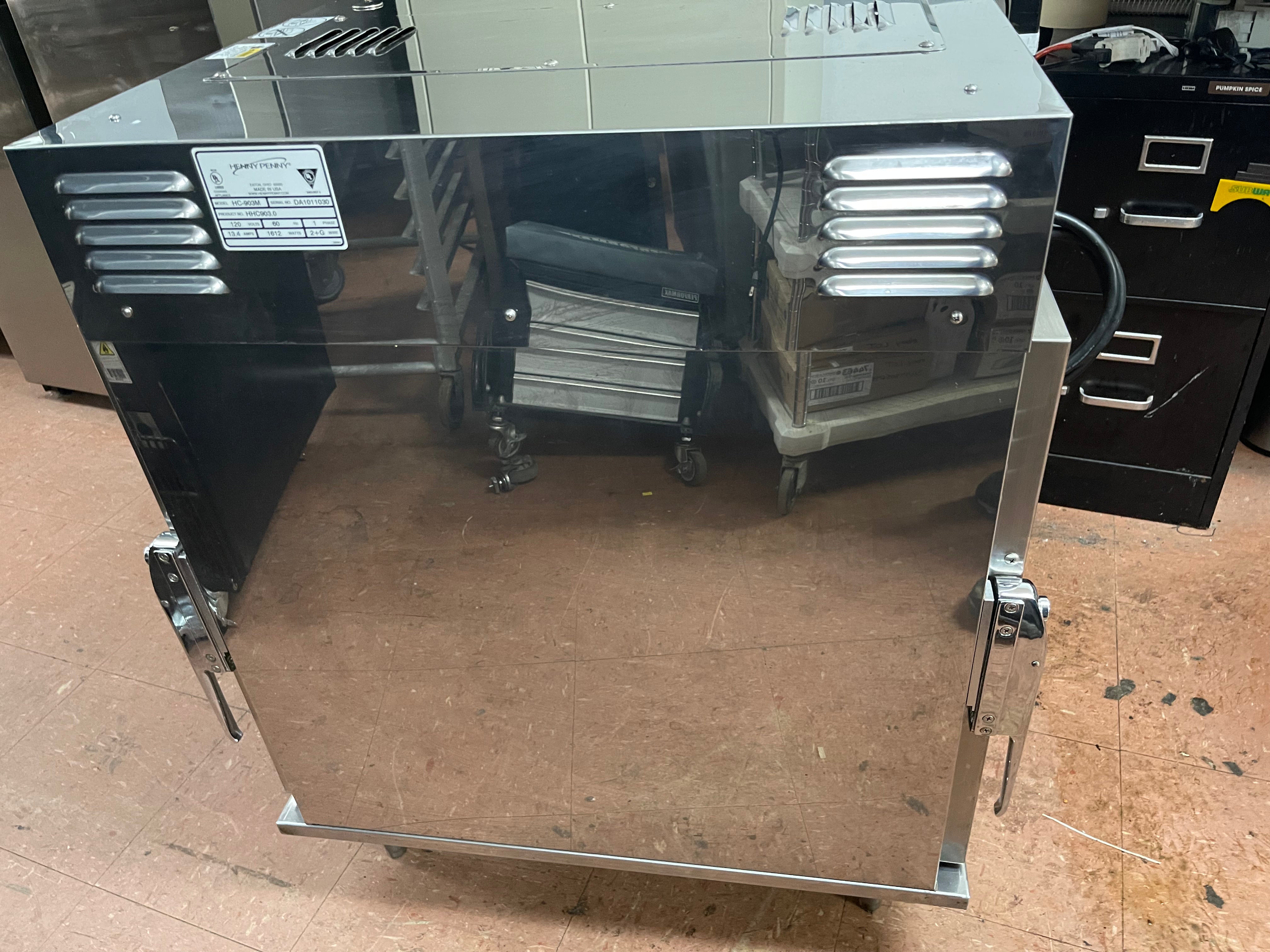 Used Henny Penny HC-903 CDT Heated Holding Pass Thru Cabinet with Flip Doors and Timers 120V