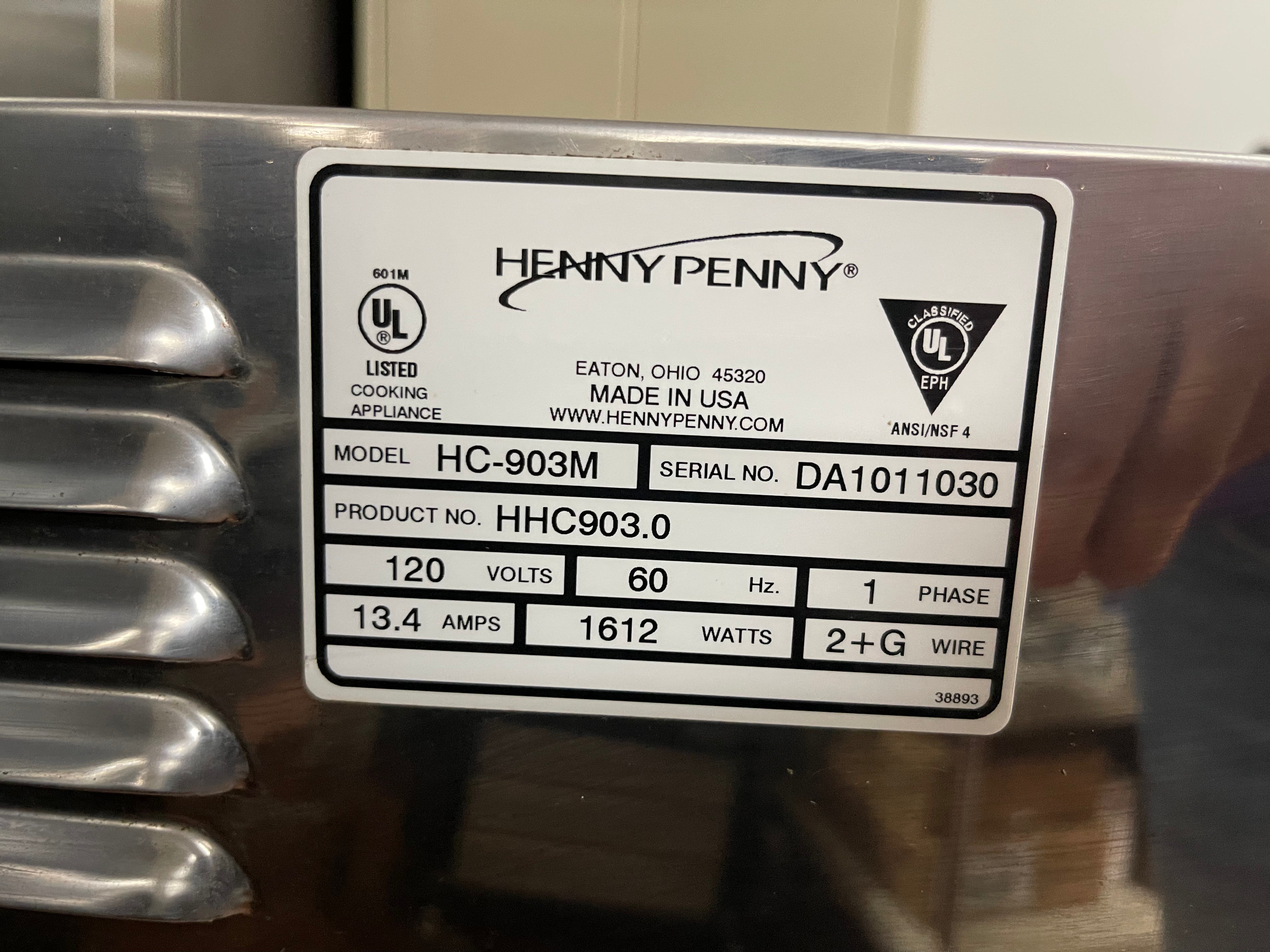 Used Henny Penny HC-903 CDT Heated Holding Pass Thru Cabinet with Flip Doors and Timers 120V