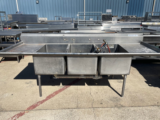 Used 107" 3 Compartment Stainless Steel Sink - SS301