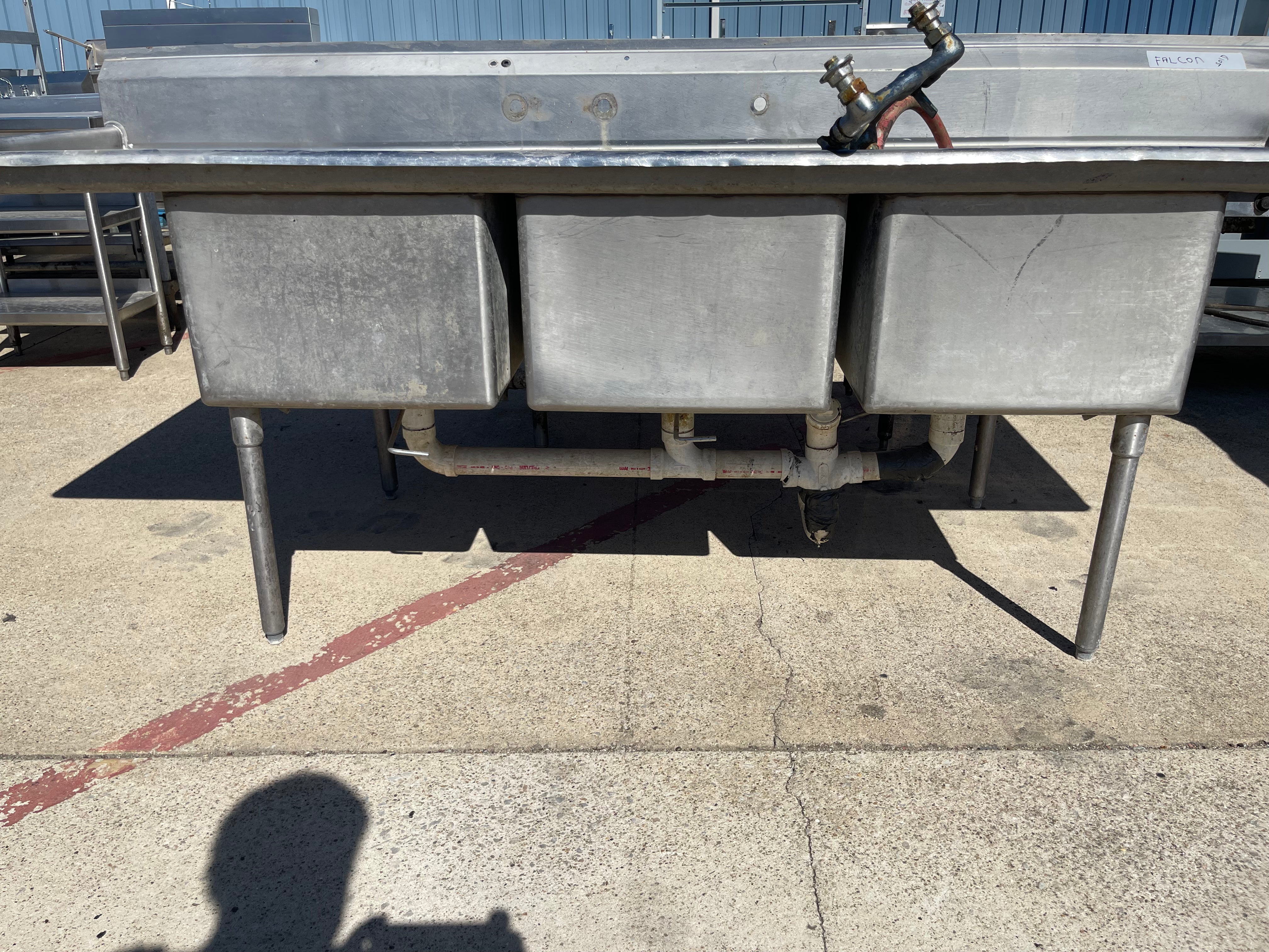 Used 107" 3 Compartment Stainless Steel Sink - SS301