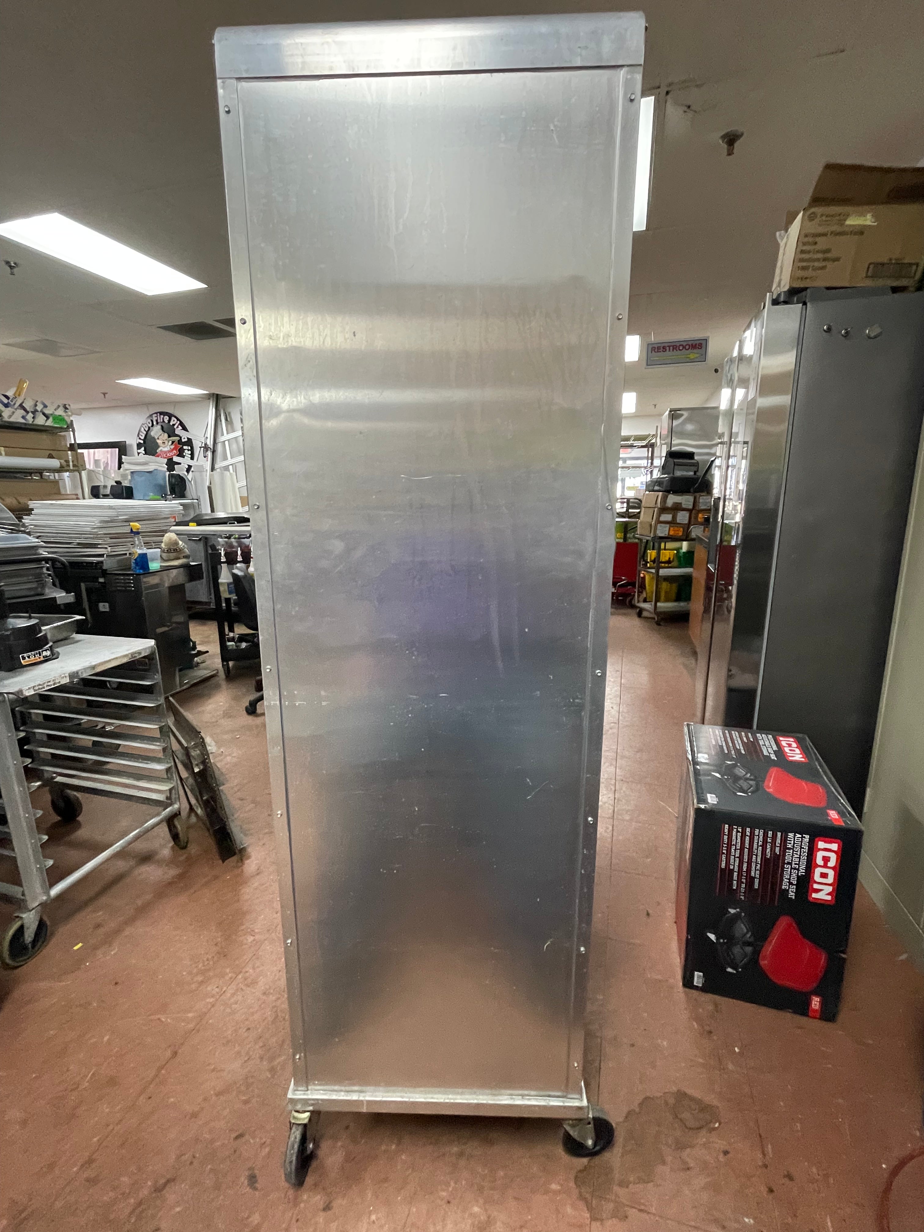 Used Nu-Vu Full Height Dutch Door Enclosed Bread Cabinet Pan Rack - SS303