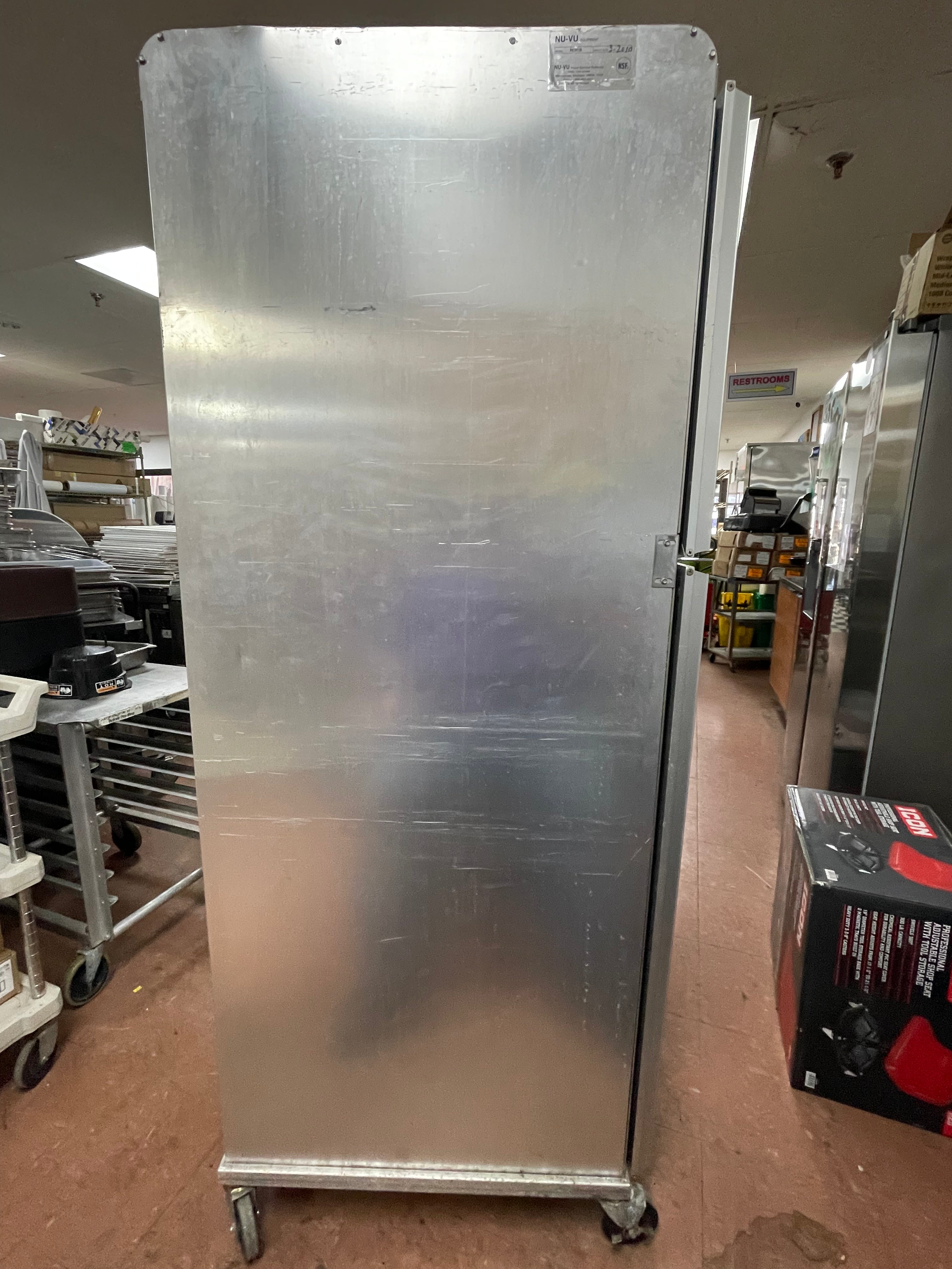 Used Nu-Vu Full Height Dutch Door Enclosed Bread Cabinet Pan Rack - SS303