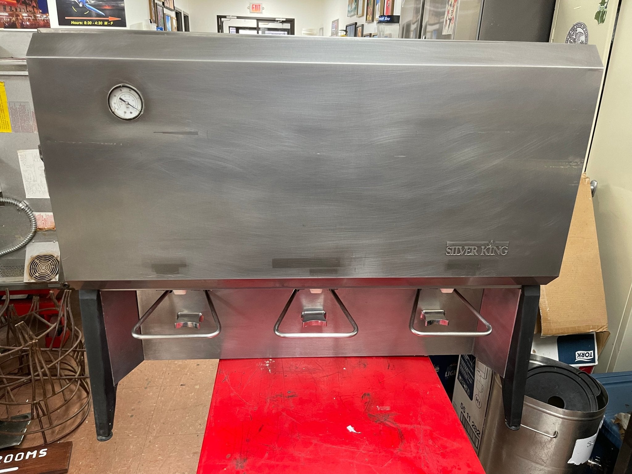 Used Silver King Majestic Refrigerated Milk Dispenser Triple Valve 120V SK15MAJ - Falcon Restaurant Supply - 1