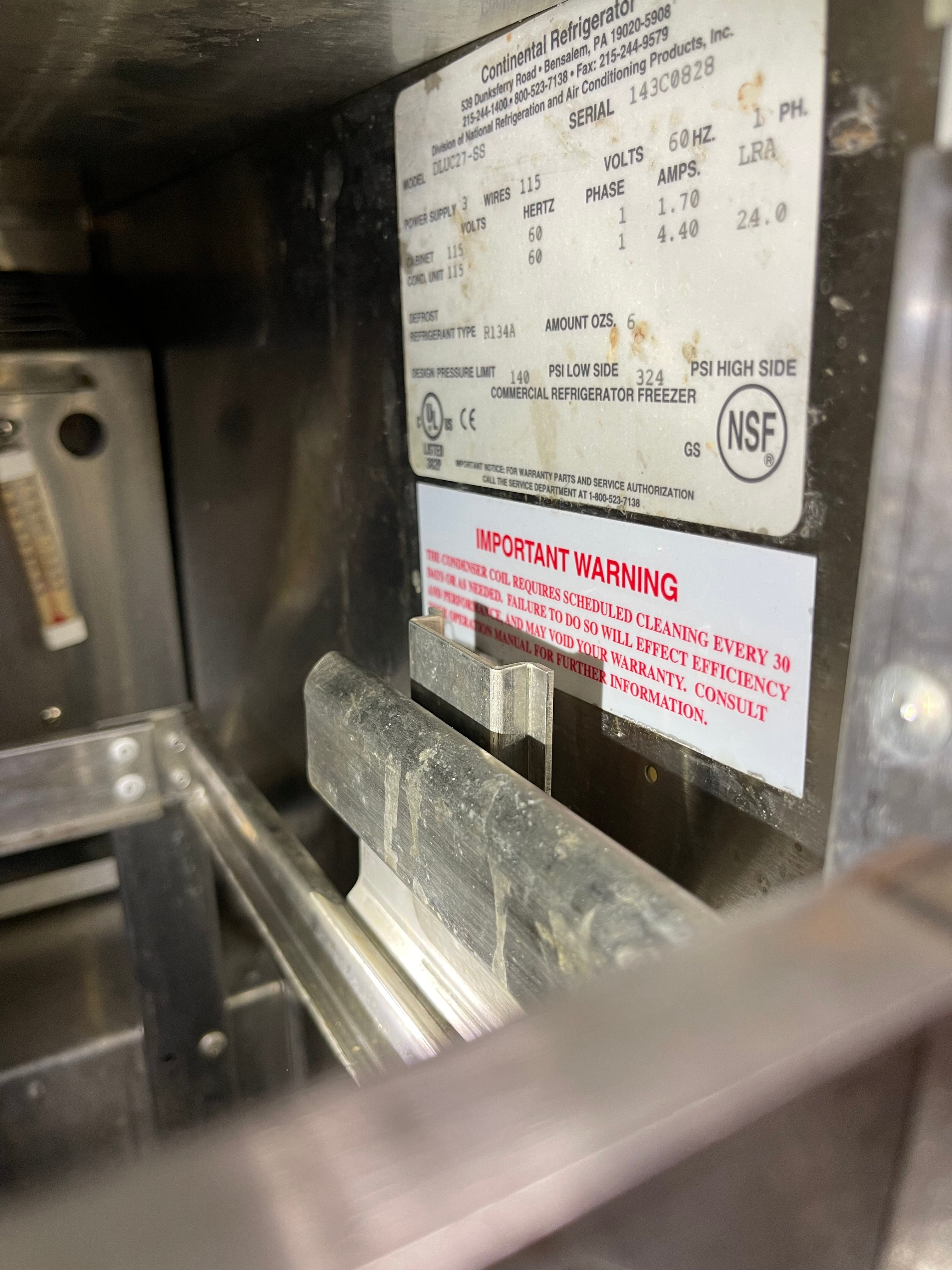 Used Continental DLUC27-SS Commercial Under Counter Freezer 120V