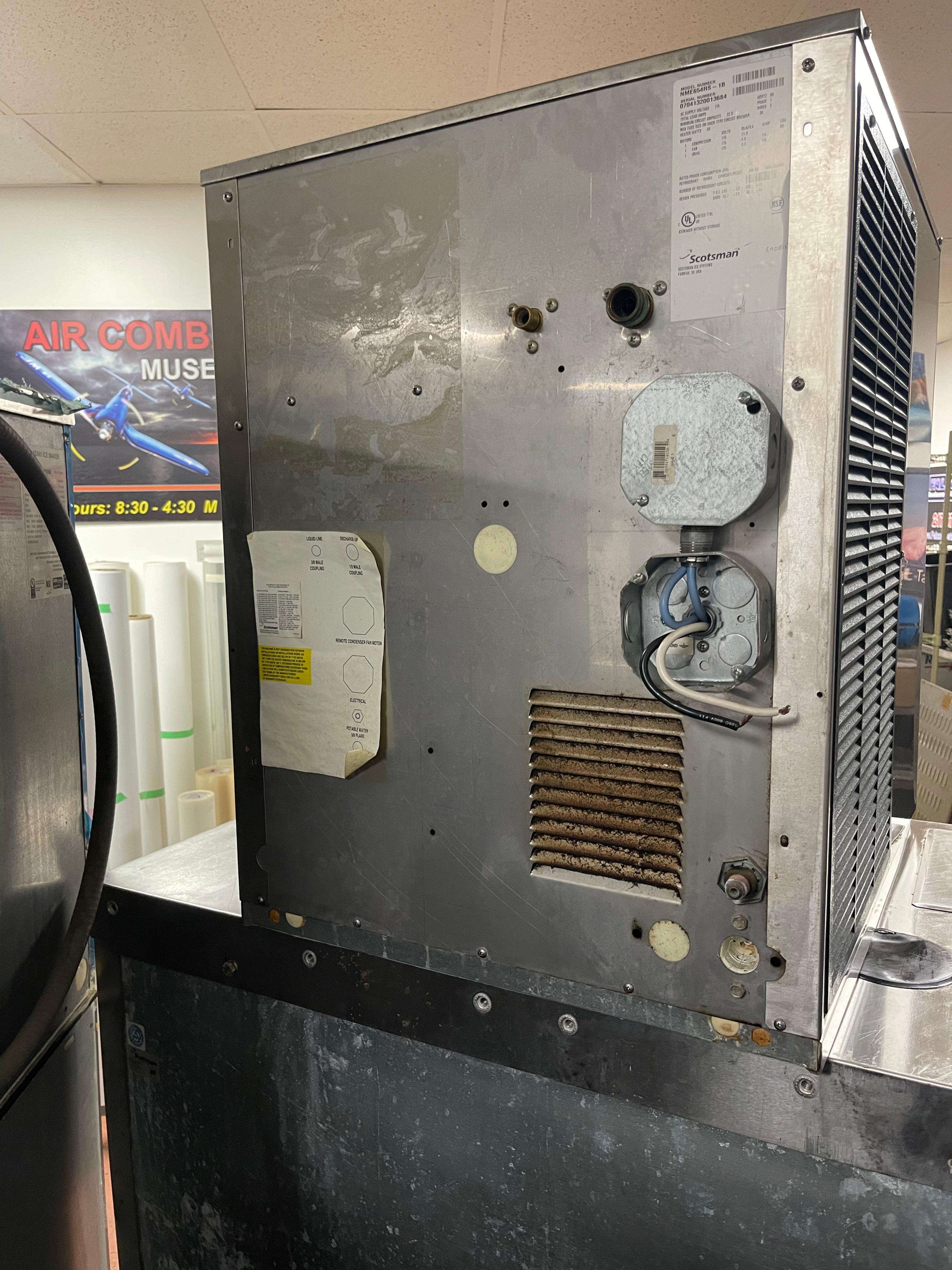 Used 21" Scotsman NME654RS-1B 615lb Nugget Ice Machine 115V with Condenser As-Is