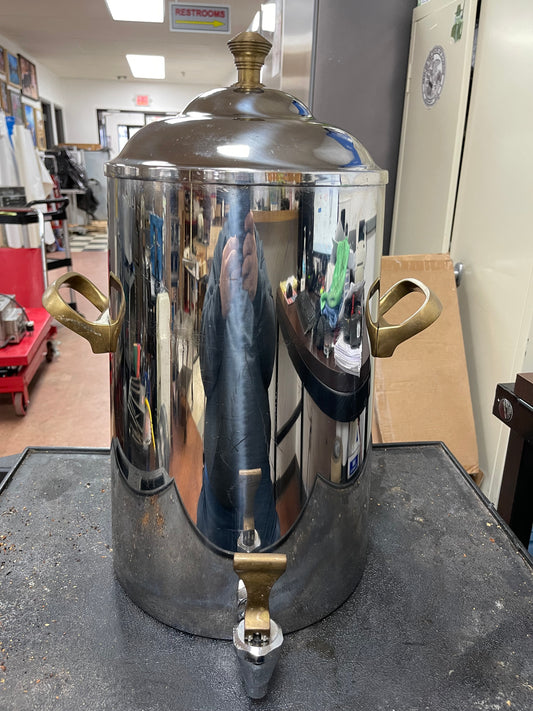 Used Eastern Stainless Steel/Brass Accents Insulated Beverage Coffee/Tea Urn 3 Gallon