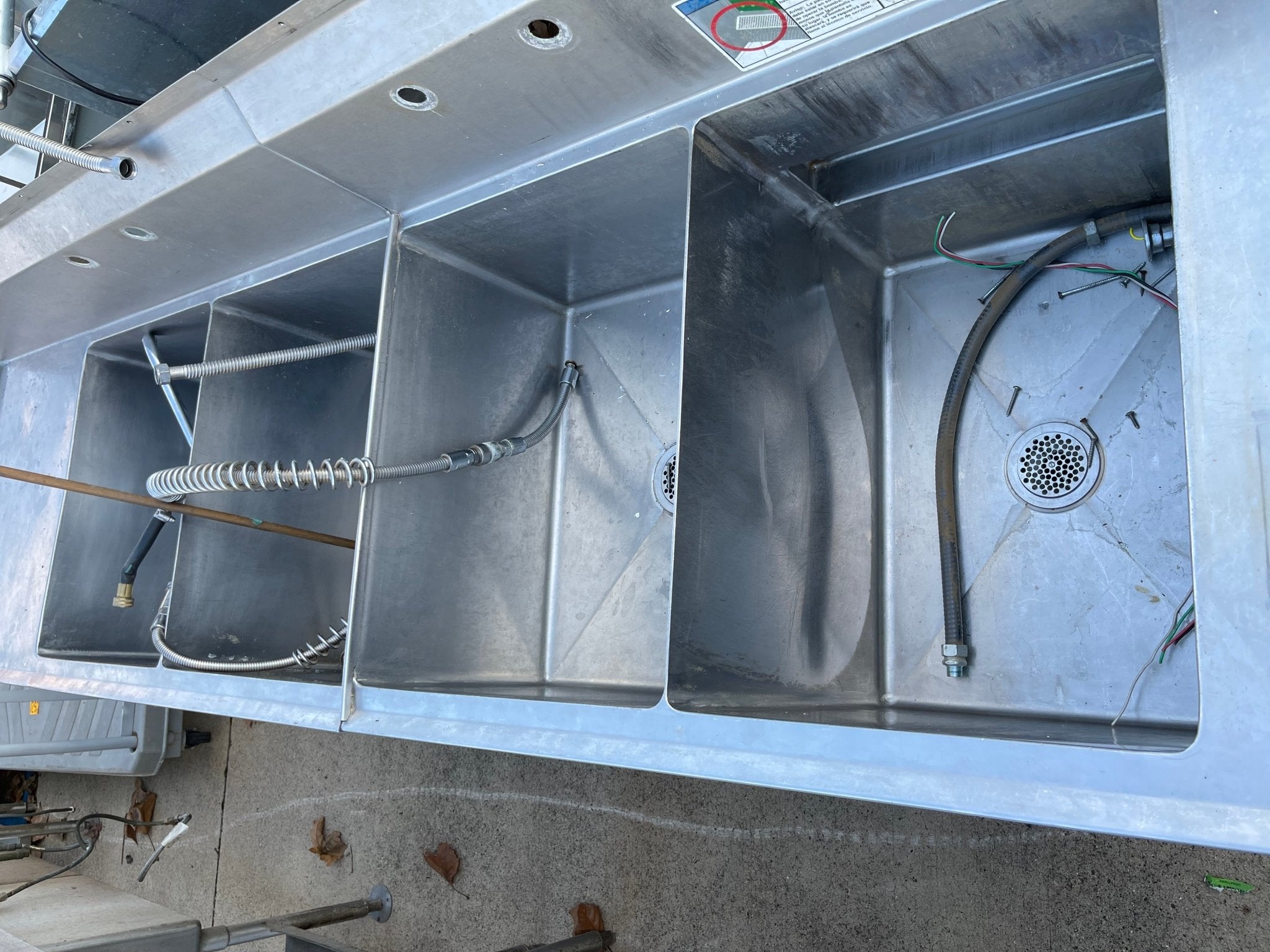 Used 112" 4 Compartment Commercial Stainless Sink with Twist Drains and Power Soak - SS14 - Falcon Restaurant Supply - 6