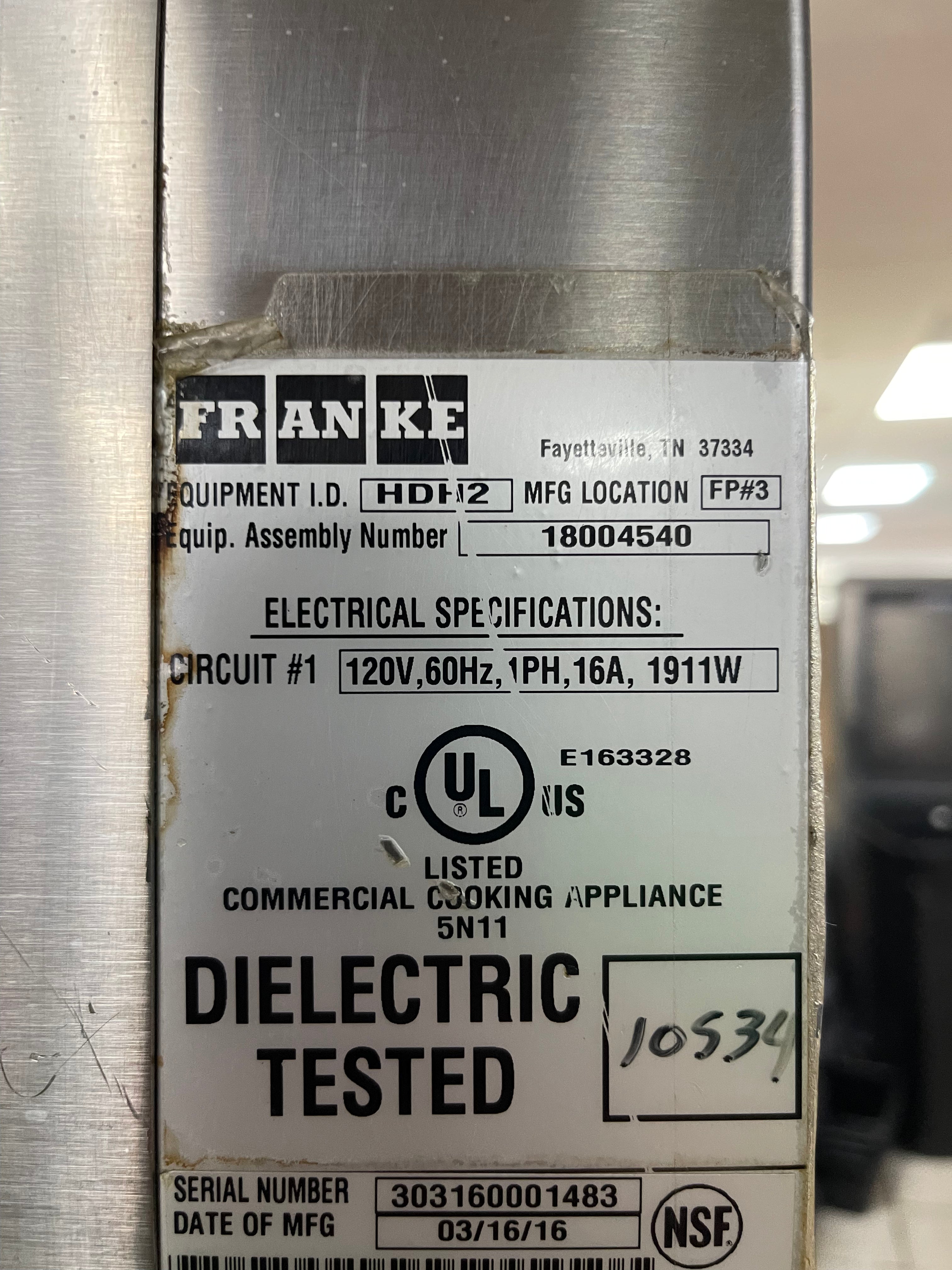 Used Franke HDH2 Stainless 2 Tier Food Holding Warmer Fryer Dump Station 120V