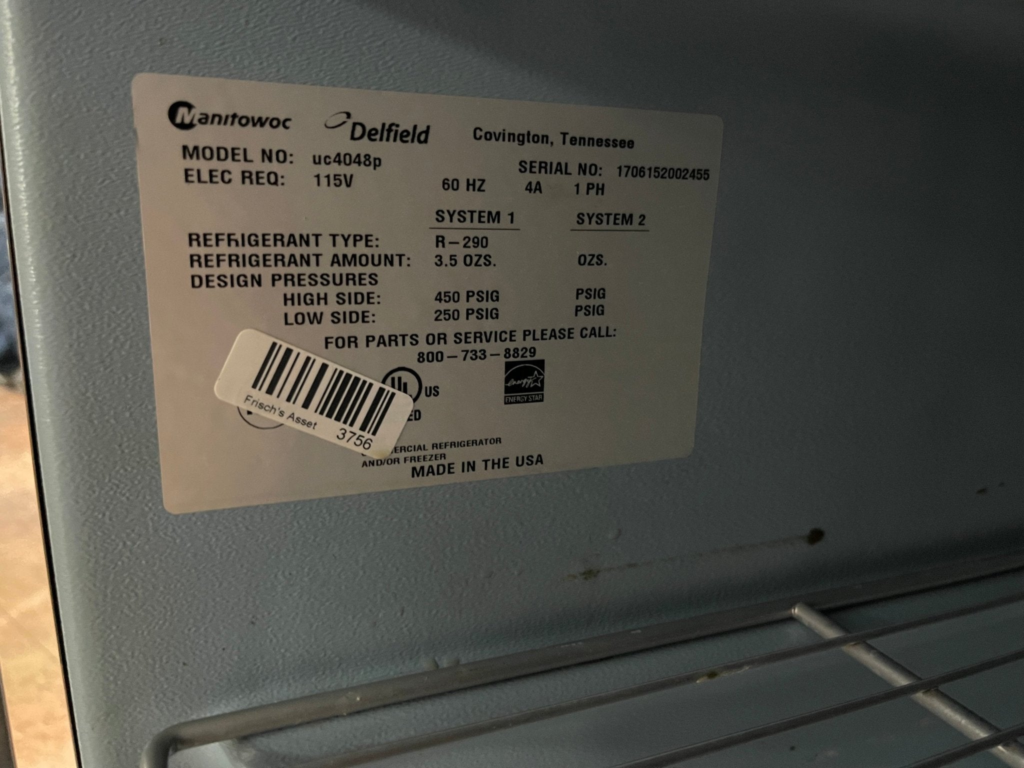 Used Delfield UC4048P 48″ W Under counter Commercial Stainless Refrigerator 2 Door 115v - Falcon Restaurant Supply - 6