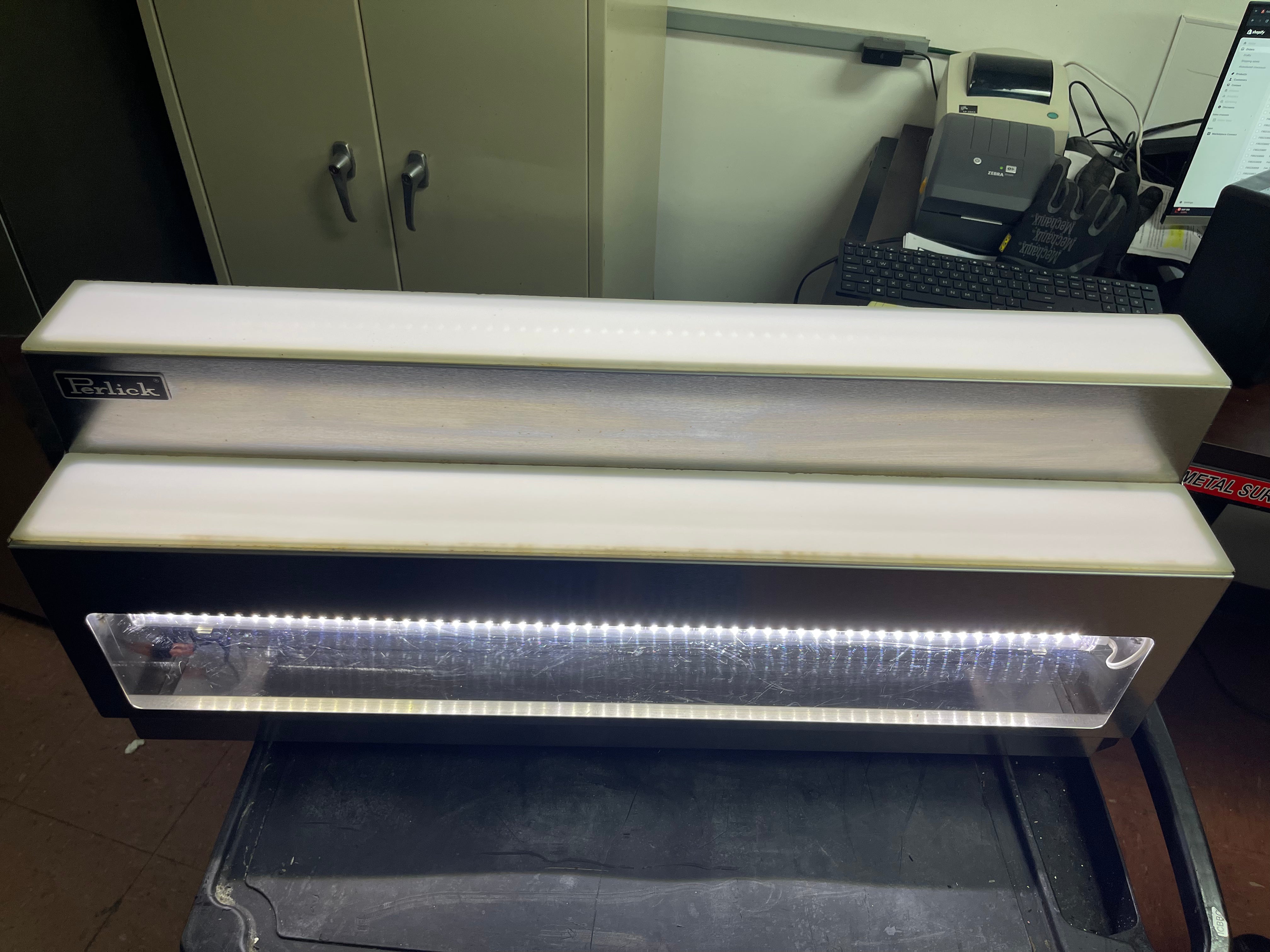 Used 36" Perlick LMDS2-36L 2 Tier White Led Lighted Liquor Bottle Display 120V