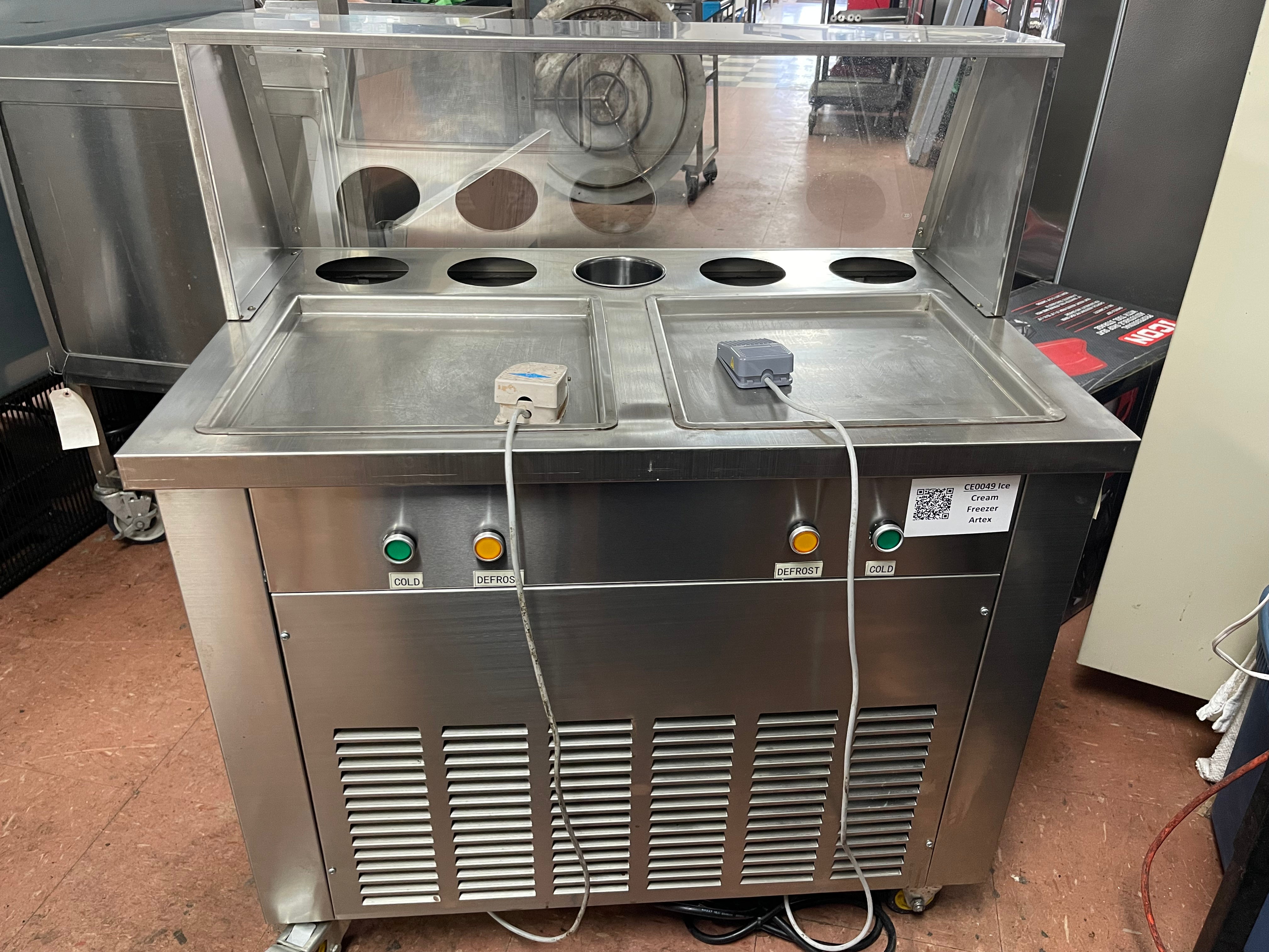 Used Artex Commercial Ice Cream Roll Machine Model CBJF-2D5C Dual Pans 120V