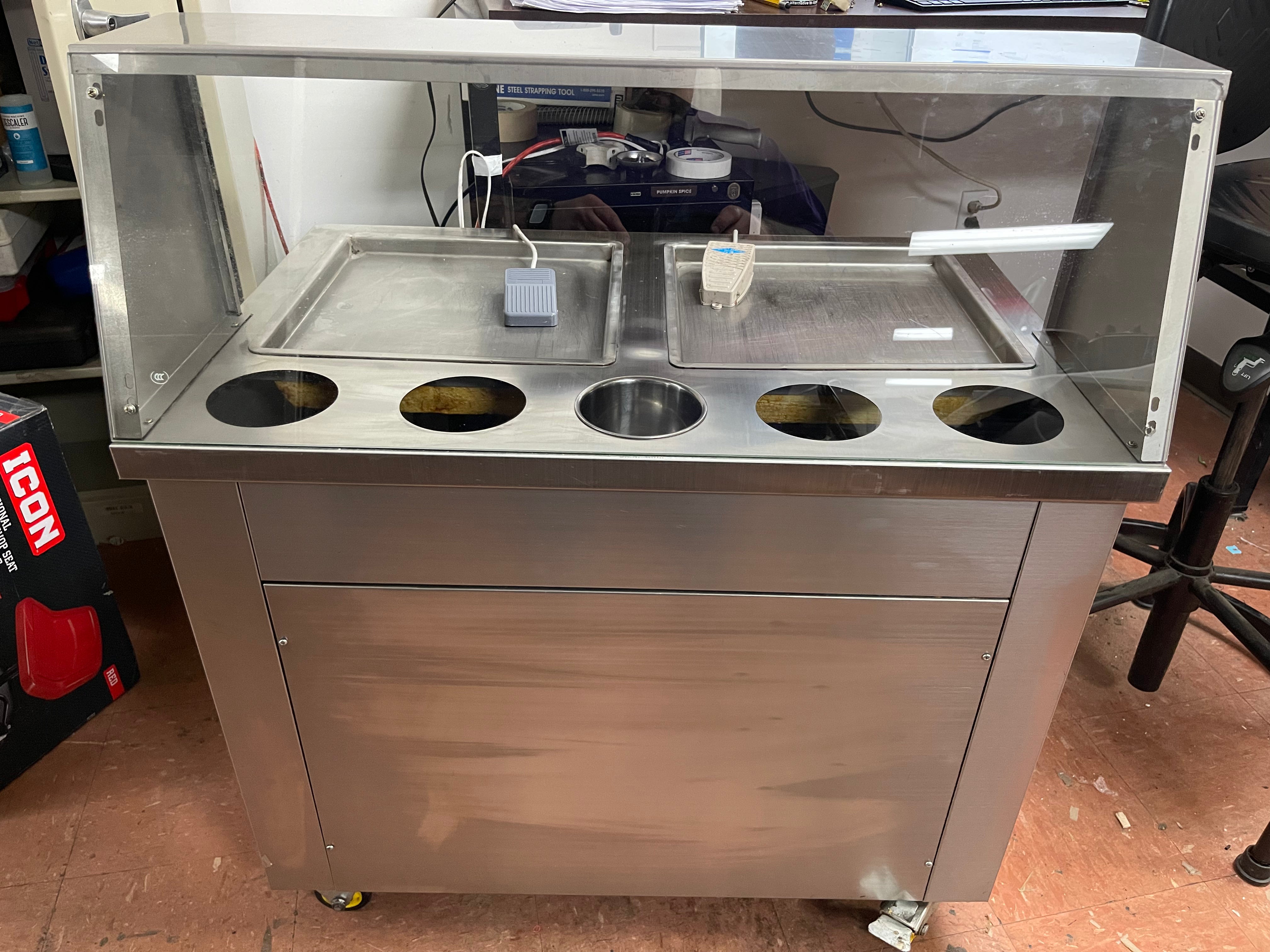 Used Artex Commercial Ice Cream Roll Machine Model CBJF-2D5C Dual Pans 120V