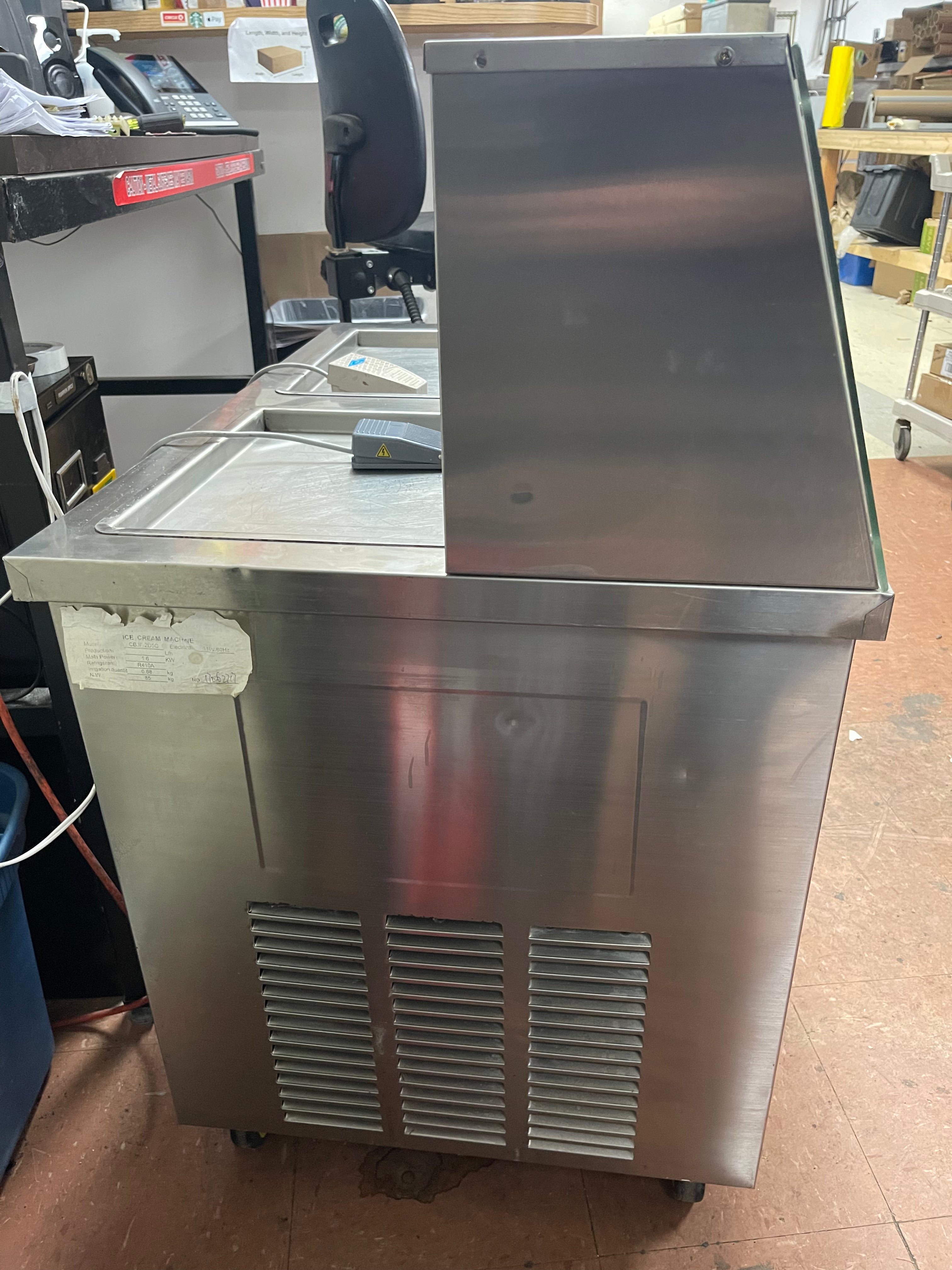 Used Artex Commercial Ice Cream Roll Machine Model CBJF-2D5C Dual Pans 120V