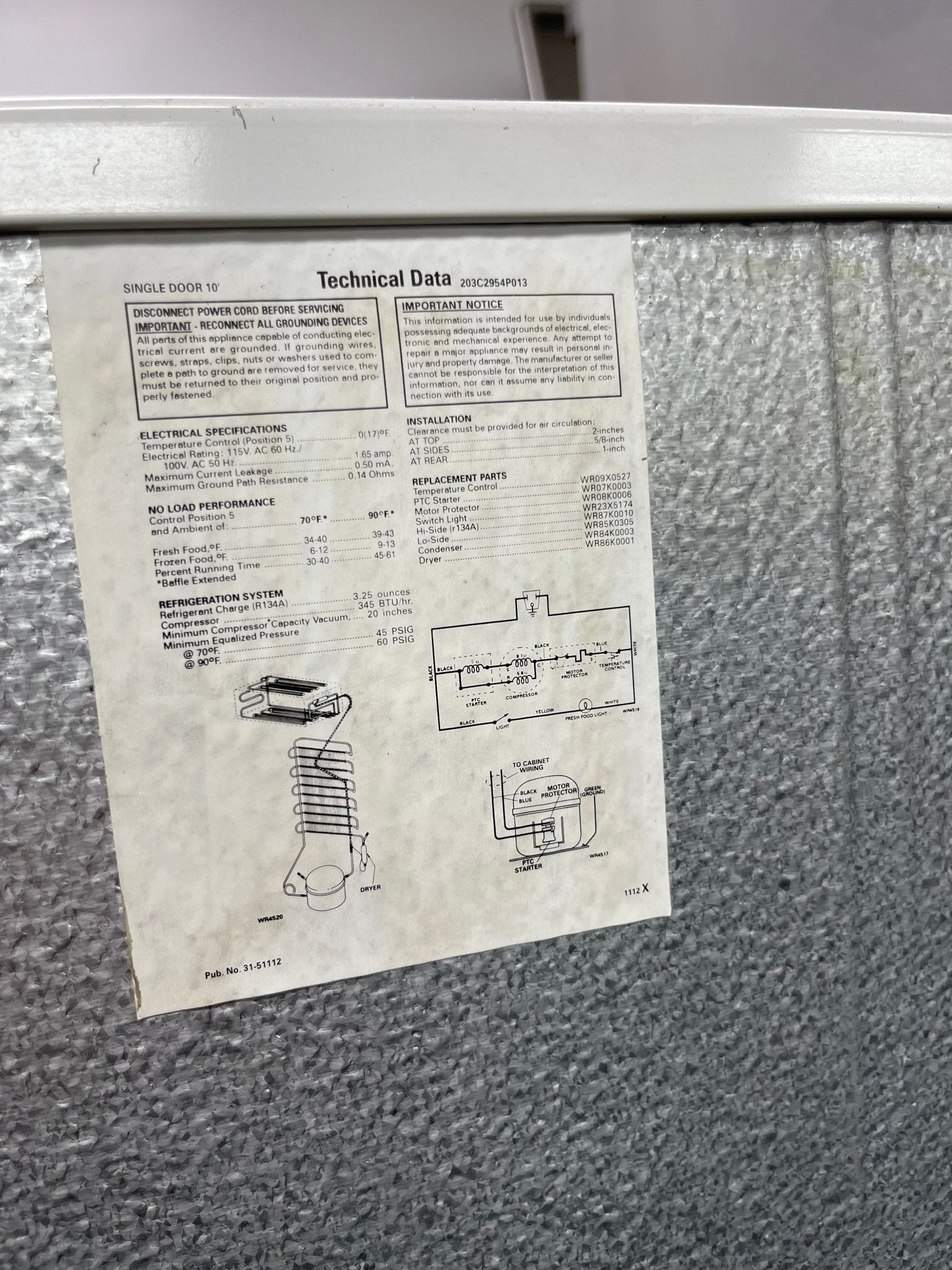 Used GE Single Door White Refrigerator with Freezer 120V - Falcon Restaurant Supply - 12