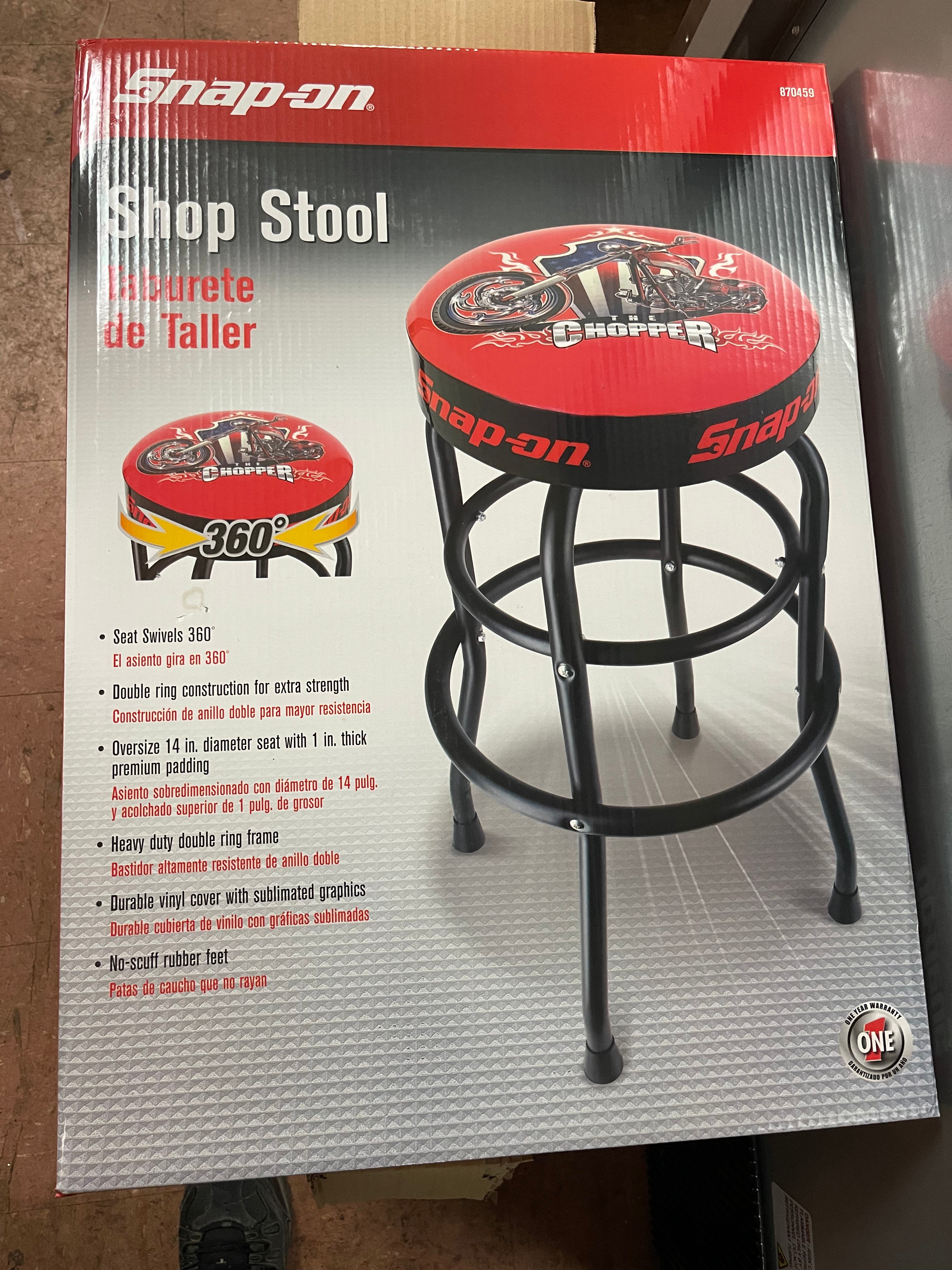 New 29" Snap-on 870459 360 Degree Swivel Chopper Bar Stool 14" Seat